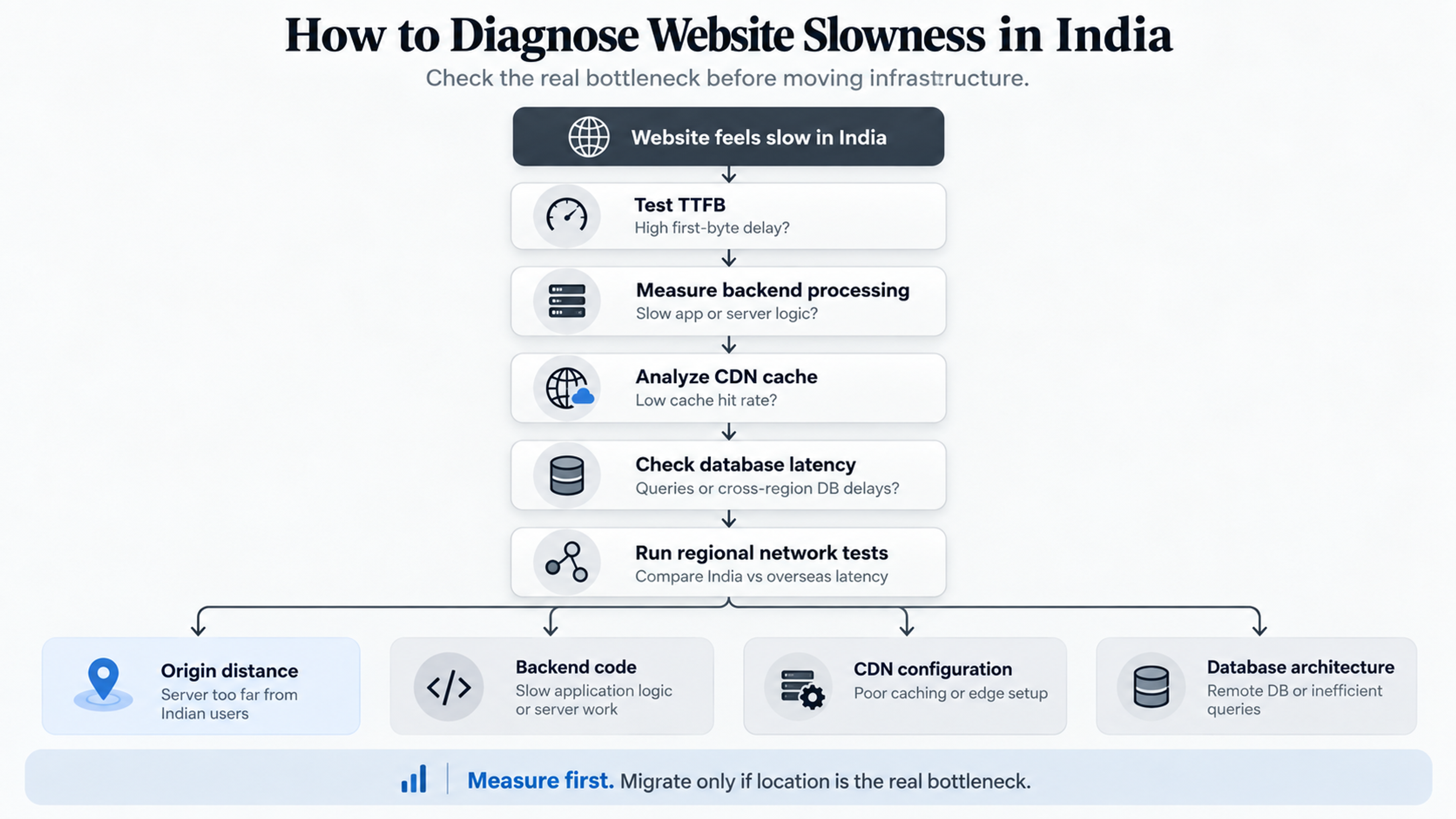 Diagnose india website latency flowchart