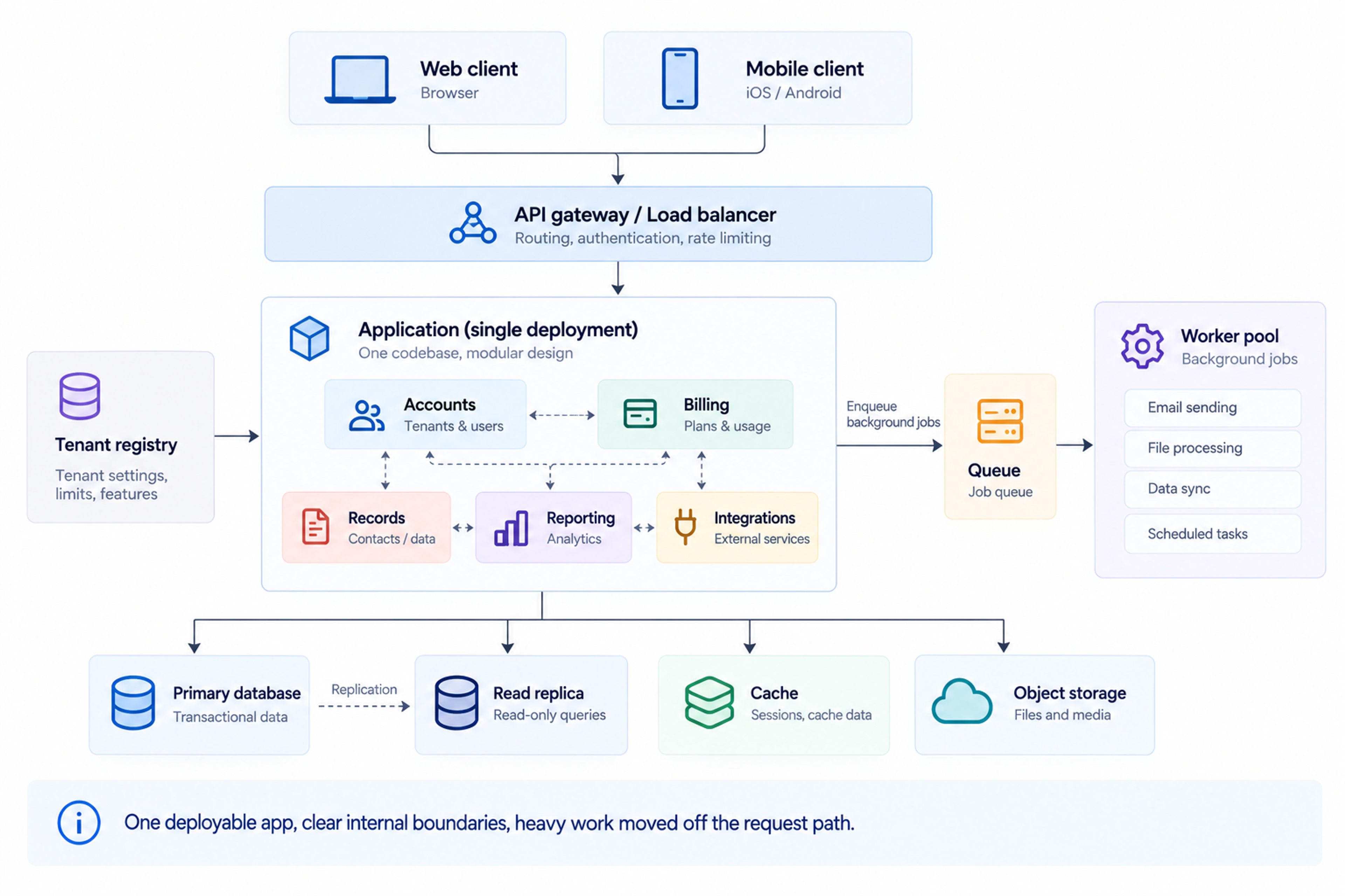 Modular monolith saas architecture diagram