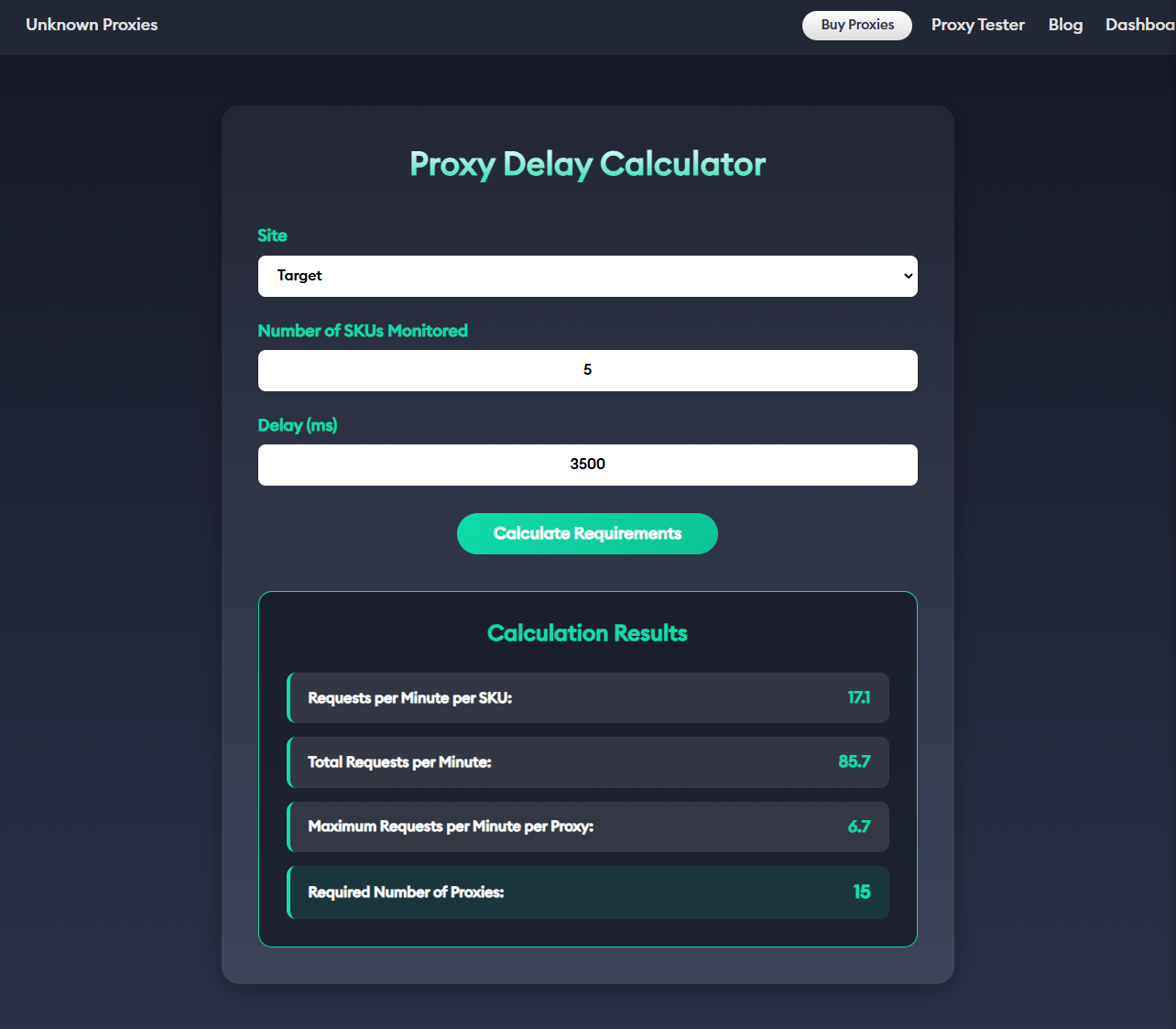 Unknown Proxies Calculator
