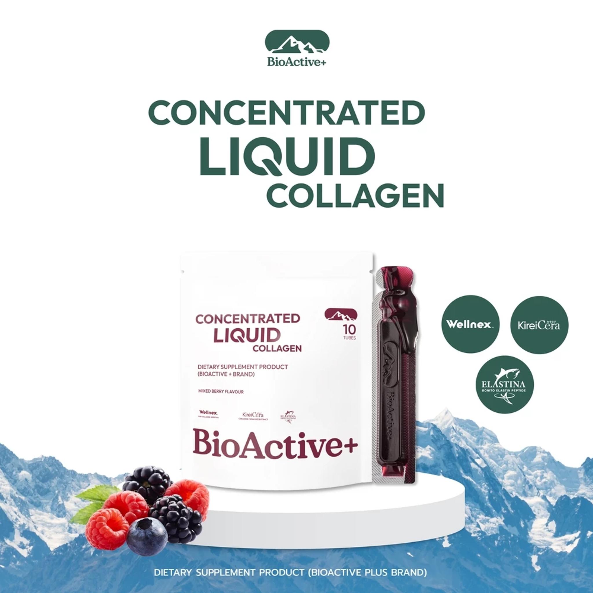 ไบโอแอคทีฟพลัส BioActive+ Concentrated Liquid Collagen คอลลาเจน ผิวแน่น ชุ่มขื้น สุขภาพดี 30 หลอด