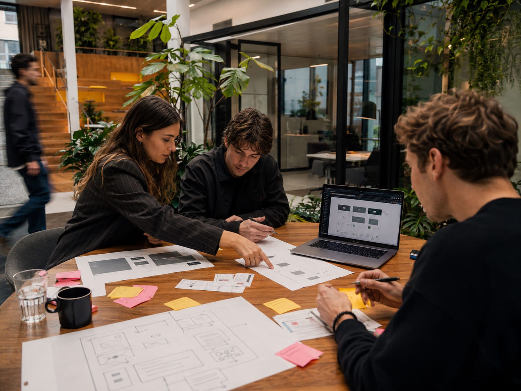 Team vergelijkt template, sitemap en maatwerkstructuur in de studio