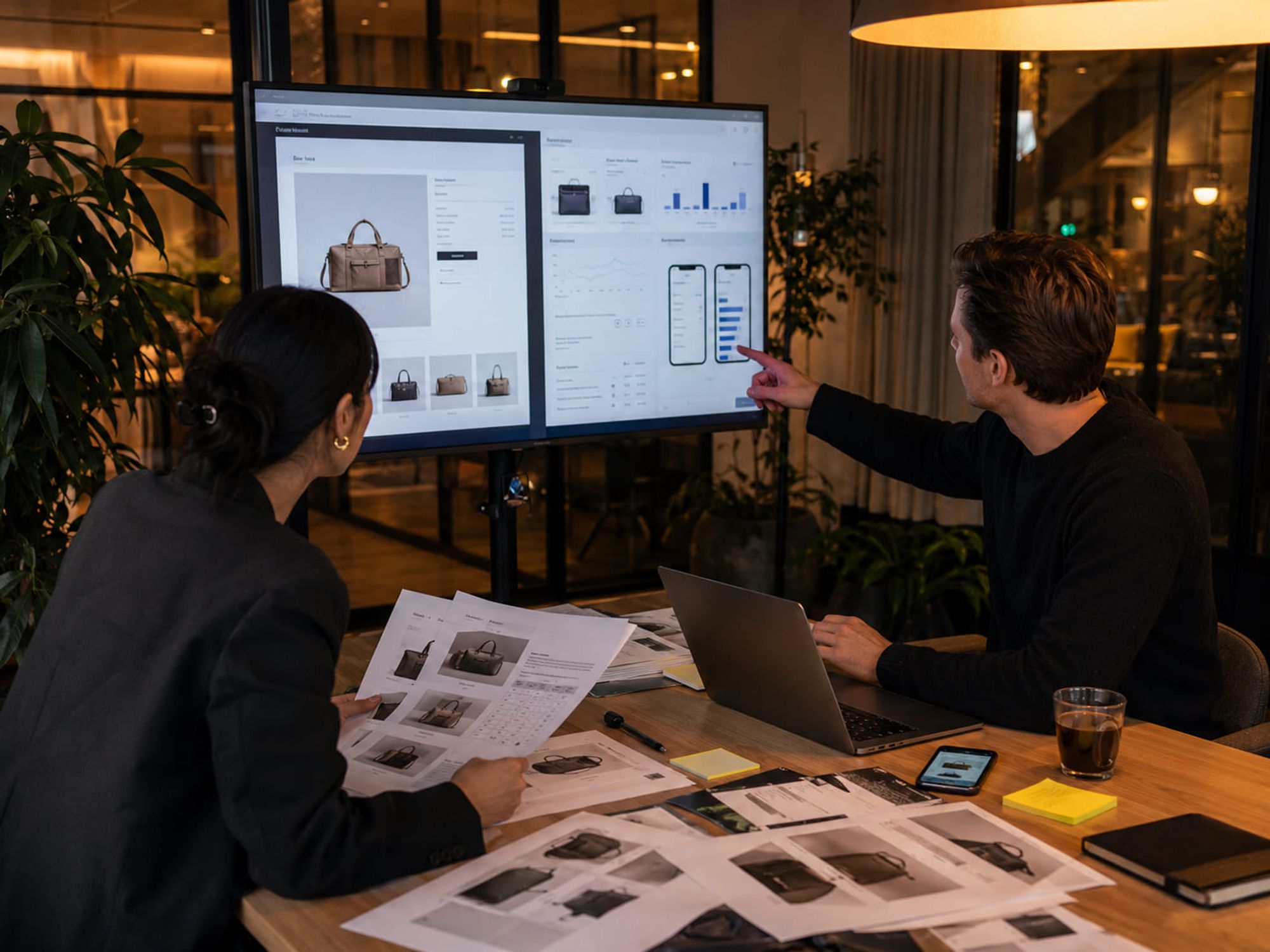 Productpagina en webshopdata worden besproken voor betere conversie