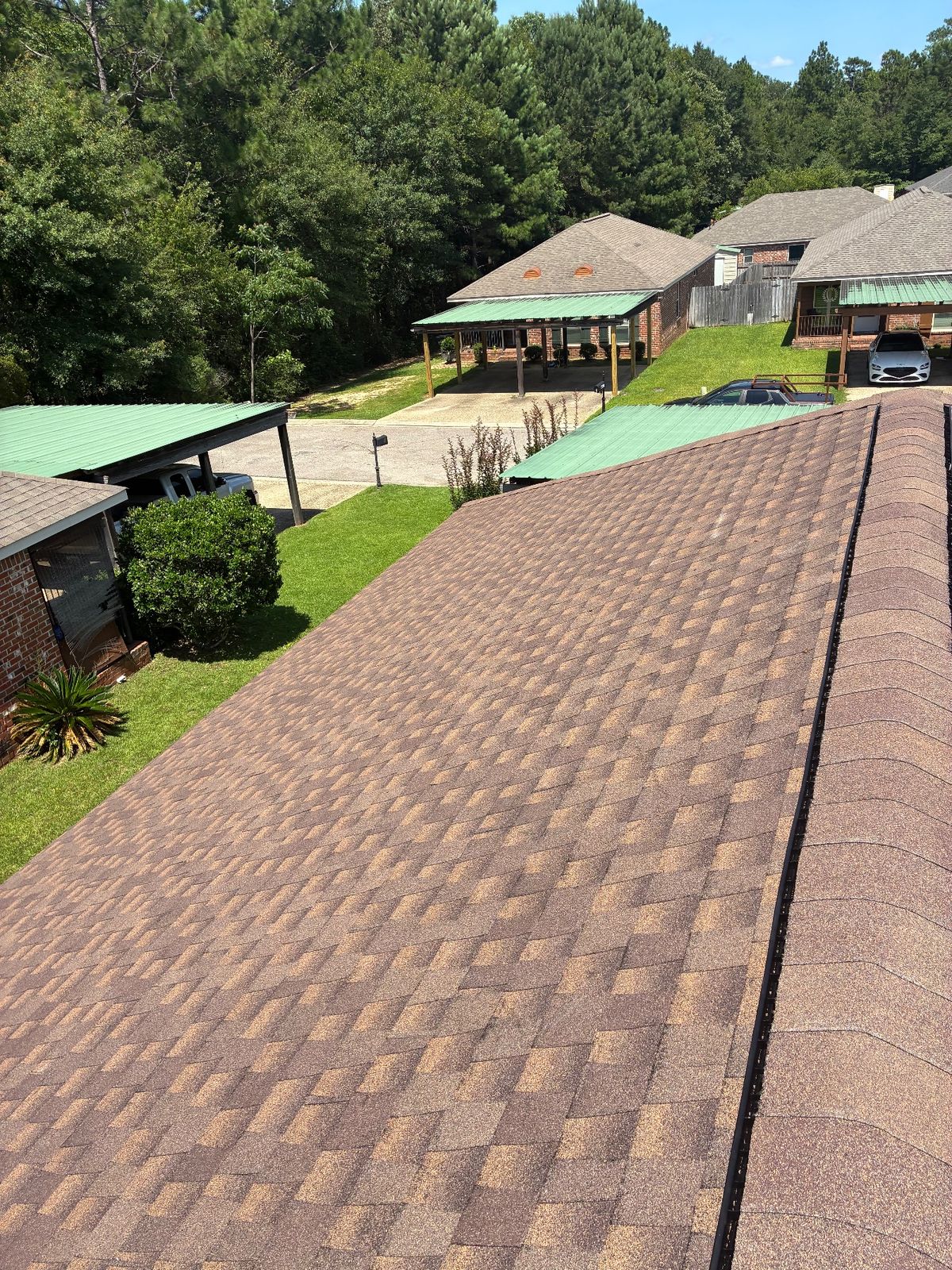 After photo of a GAF Timberline HDZ shingle roof in Hickory completed by Southeast Roofing in Hattiesburg, MS.
