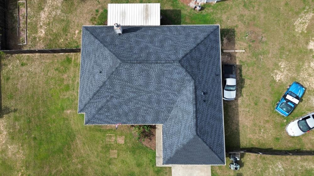 After photo of a GAF Timberline HDZ shingle roof in Charcoal completed by Southeast Roofing in Perkinston, MS.