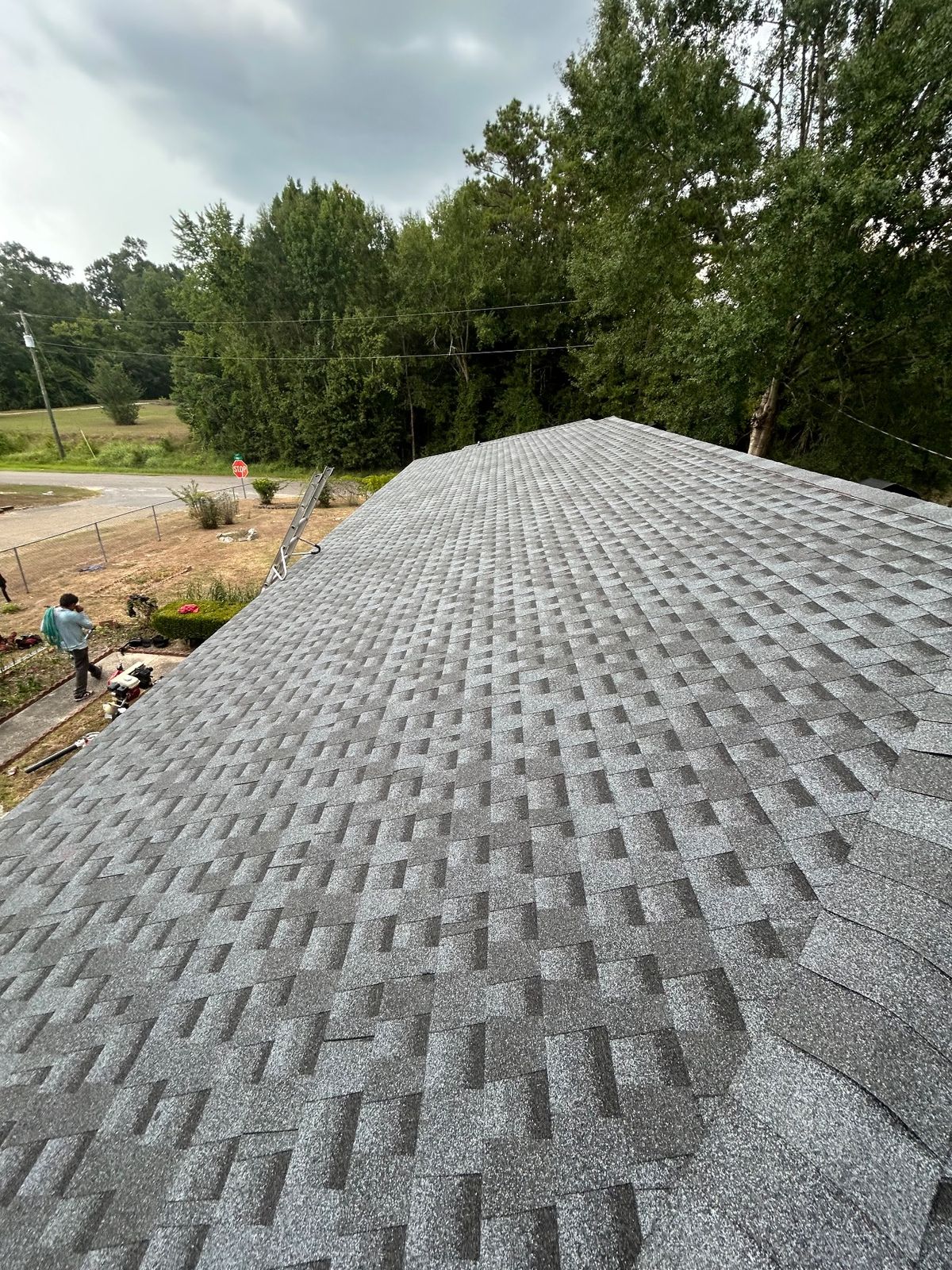 After photo of a GAF Timberline HDZ shingle roof in Pewter Gray completed by Southeast Roofing in Leakesville, MS.