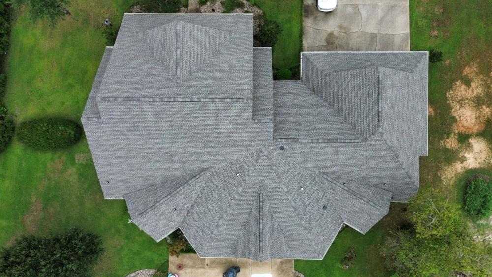 After photo of a GAF Timberline HDZ shingle roof in Weathered Wood completed by Southeast Roofing in Purvis, MS.