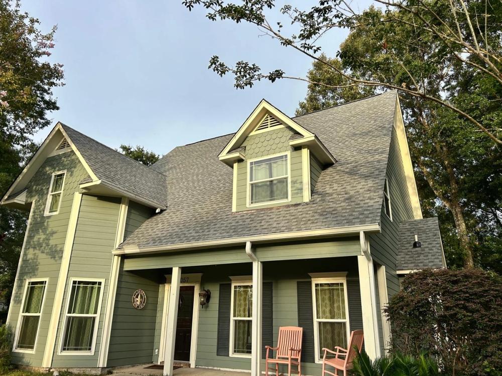 After photo of a GAF Timberline HDZ shingle roof in Oyster Gray completed by Southeast Roofing in Ocean Springs, MS.