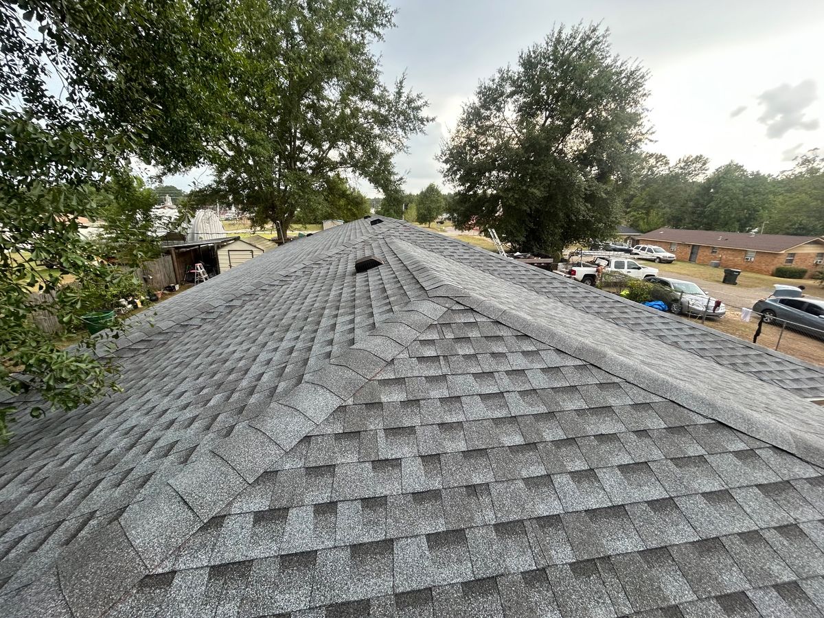 After photo of a GAF Timberline HDZ shingle roof in Pewter Gray completed by Southeast Roofing in Leakesville, MS.