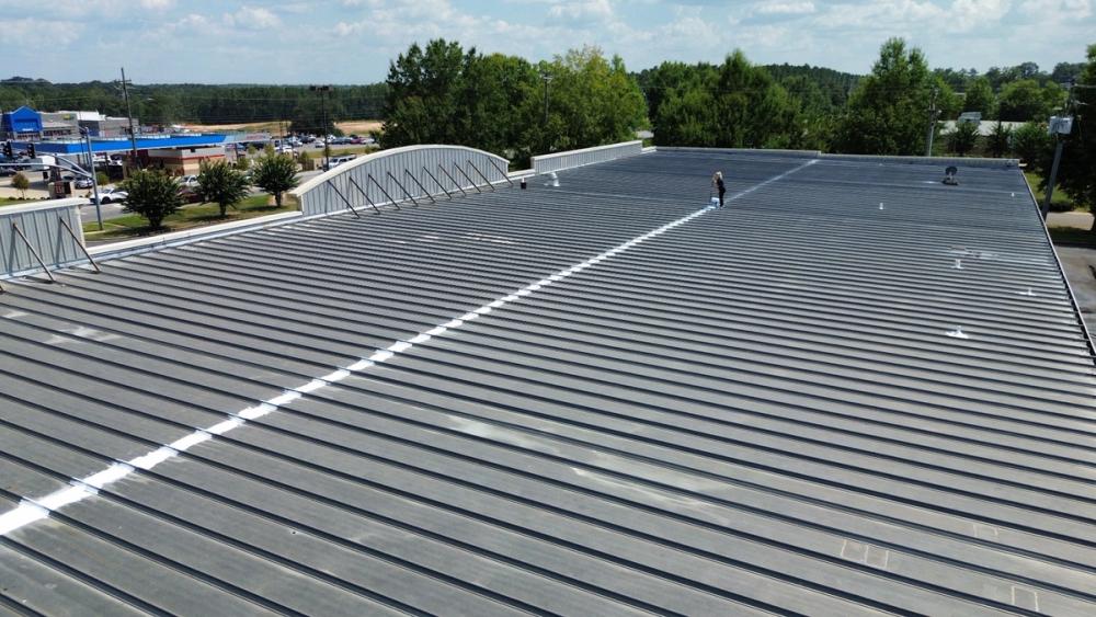 After photo of a Silicone roof coating in White completed by Southeast Roofing in Lucedale, MS.