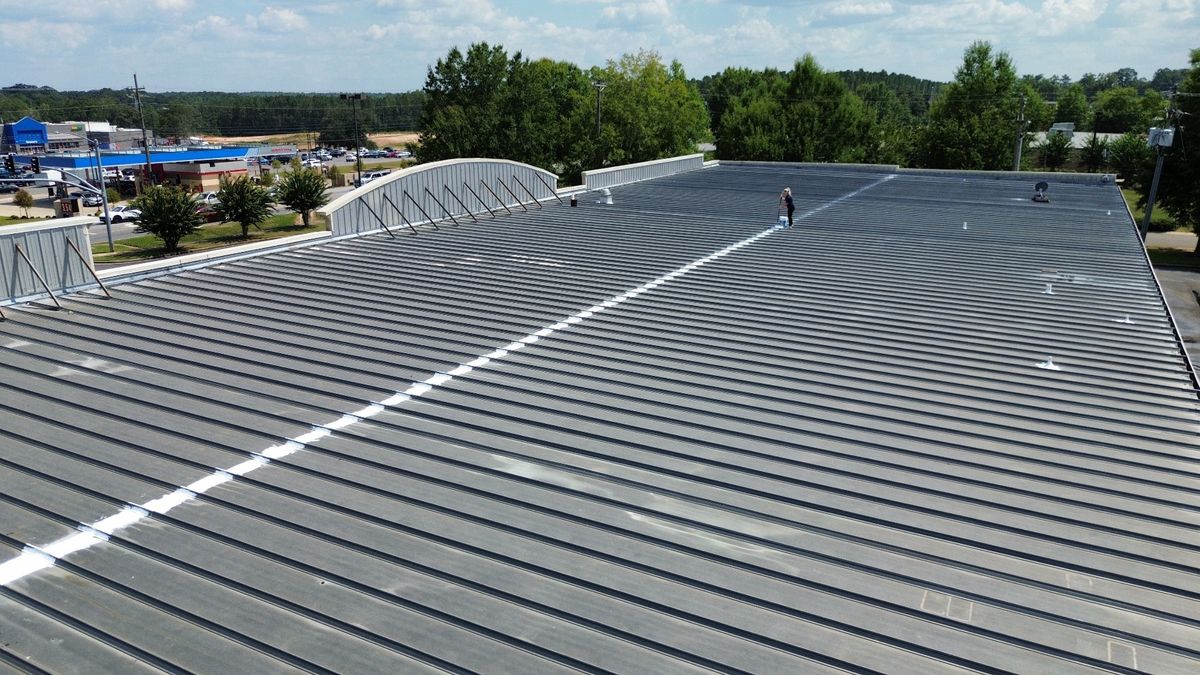 After photo of a Silicone roof coating in White completed by Southeast Roofing in Lucedale, MS.