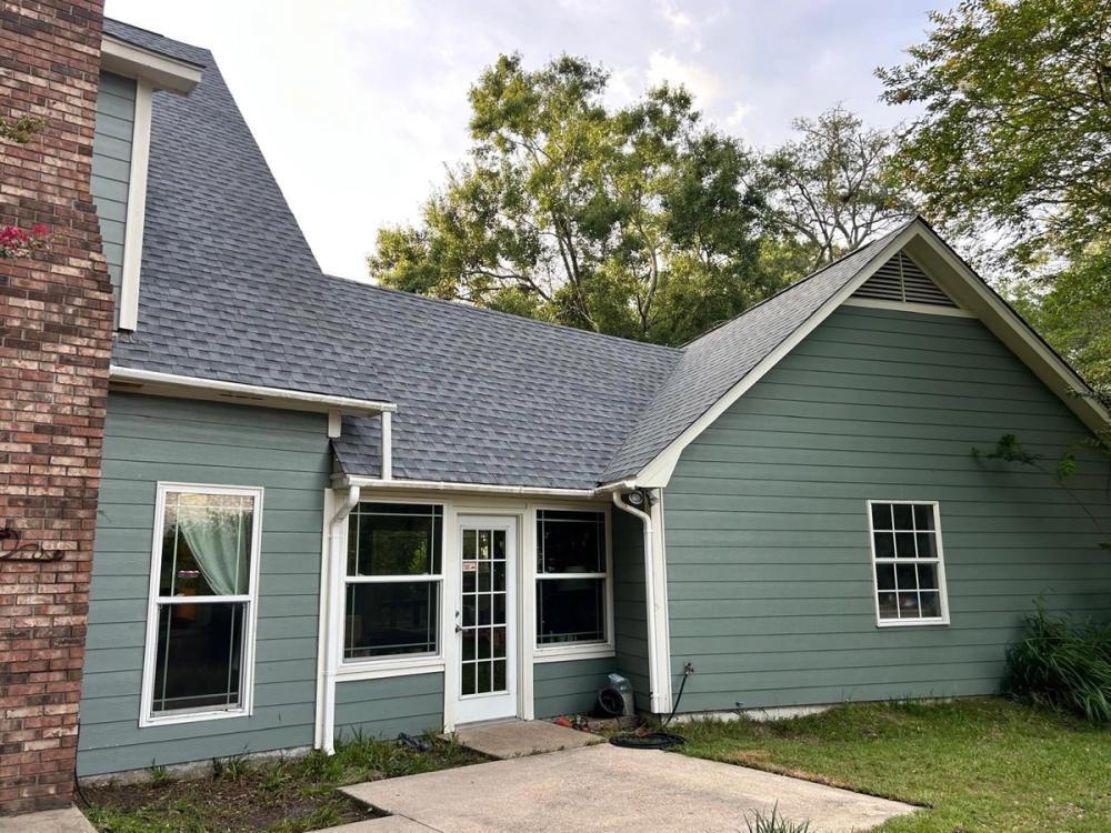 After photo of a GAF Timberline HDZ shingle roof in Oyster Gray completed by Southeast Roofing in Ocean Springs, MS.
