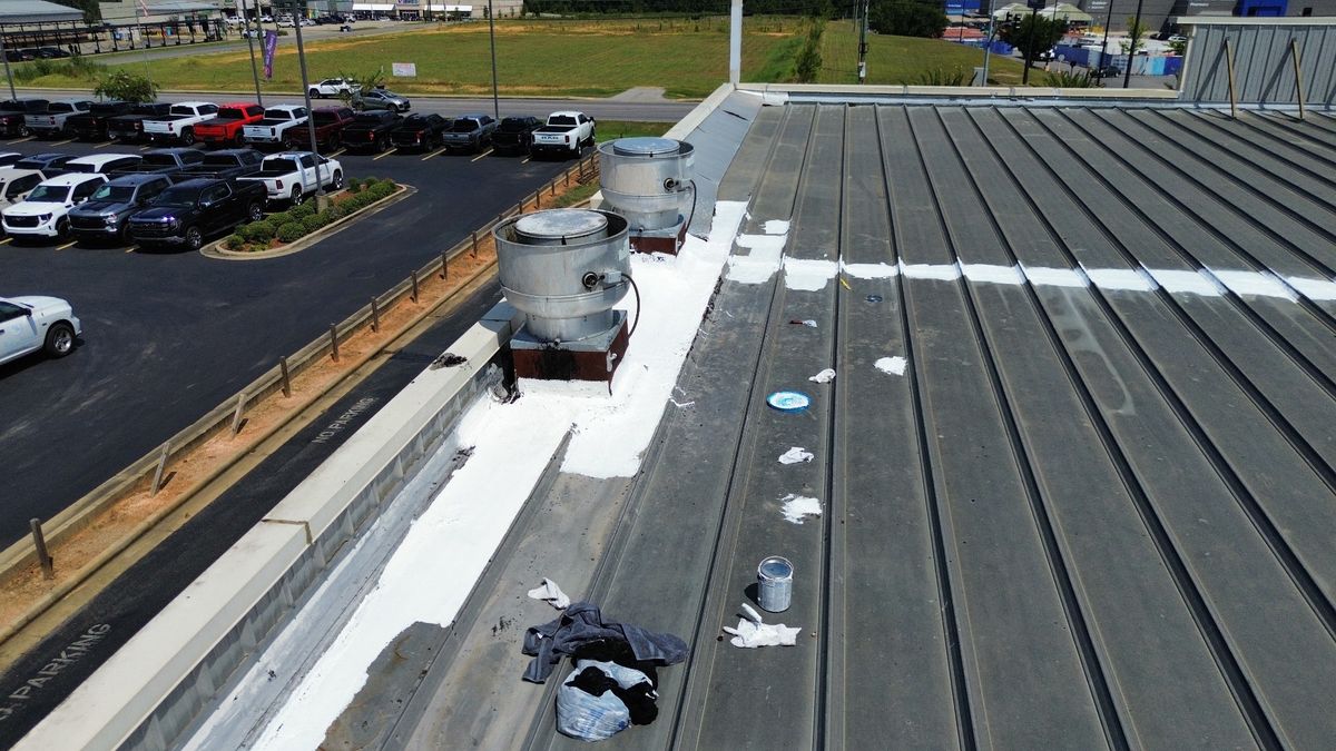 After photo of a Silicone roof coating in White completed by Southeast Roofing in Lucedale, MS.