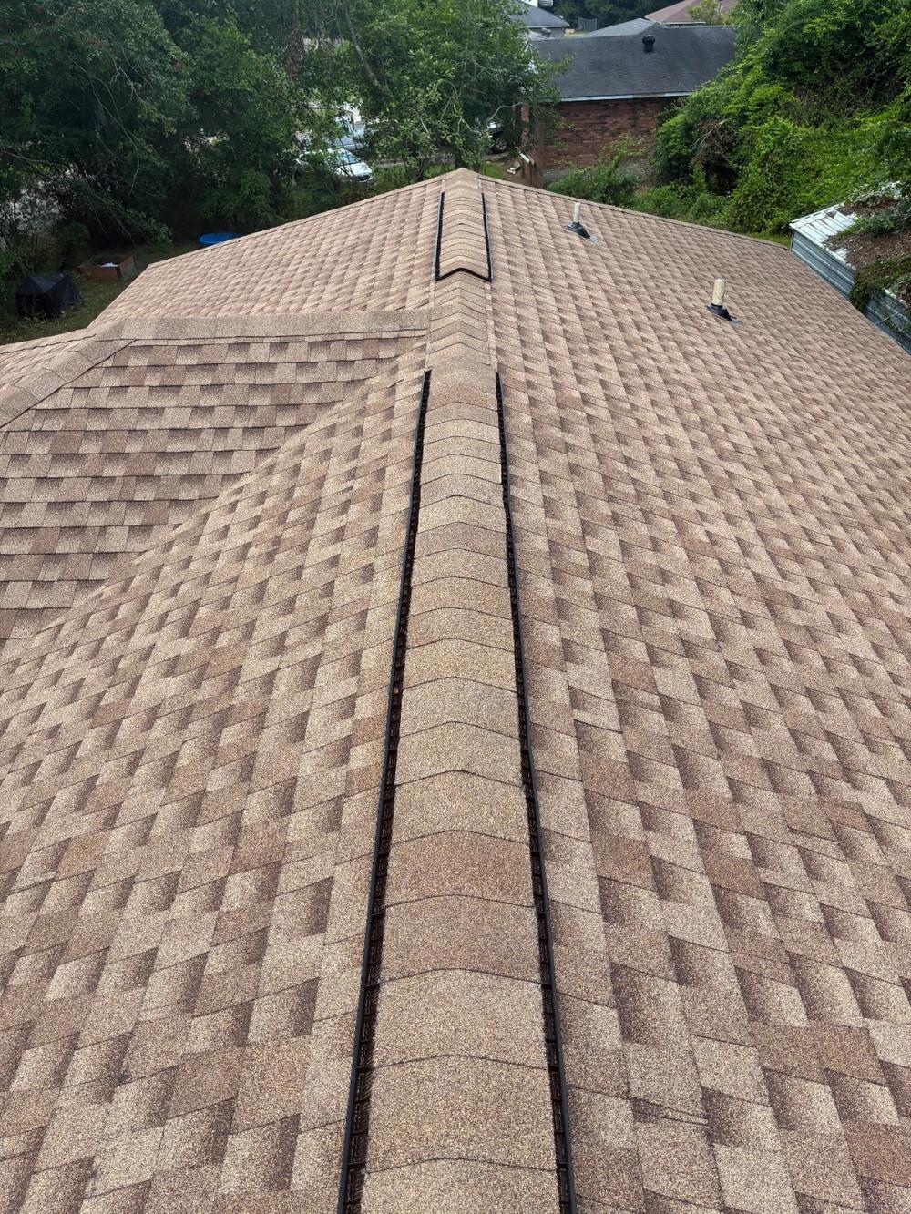 After photo of a GAF Timberline HDZ shingle roof in Shakewood completed by Southeast Roofing in McComb, MS.