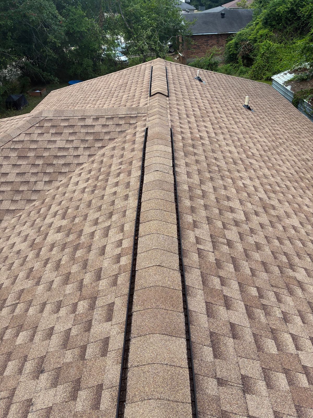 After photo of a GAF Timberline HDZ shingle roof in Shakewood completed by Southeast Roofing in McComb, MS.