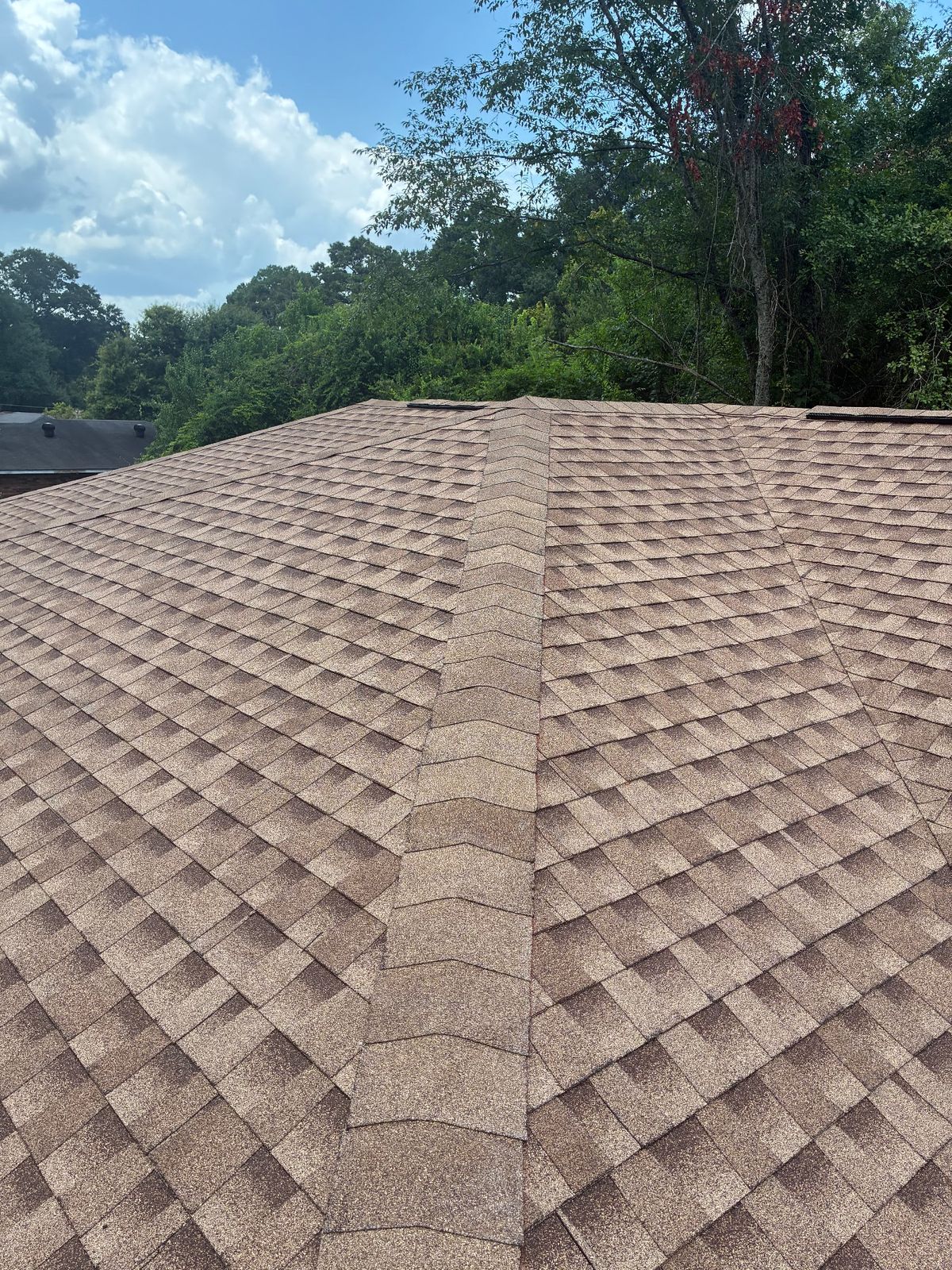 After photo of a GAF Timberline HDZ shingle roof in Shakewood completed by Southeast Roofing in McComb, MS.