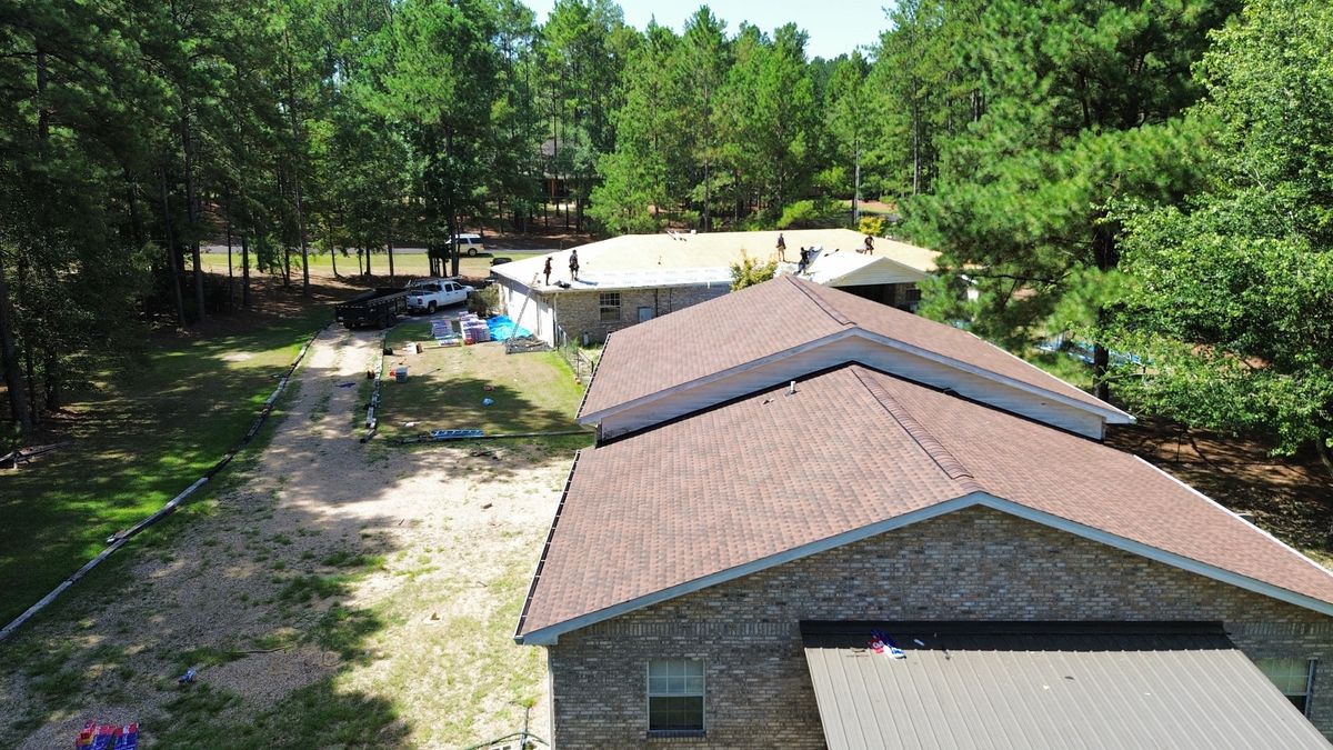 In Progress photo of a GAF Timberline HDZ shingle roof in Hickory being installed by Southeast Roofing in Purvis, MS.