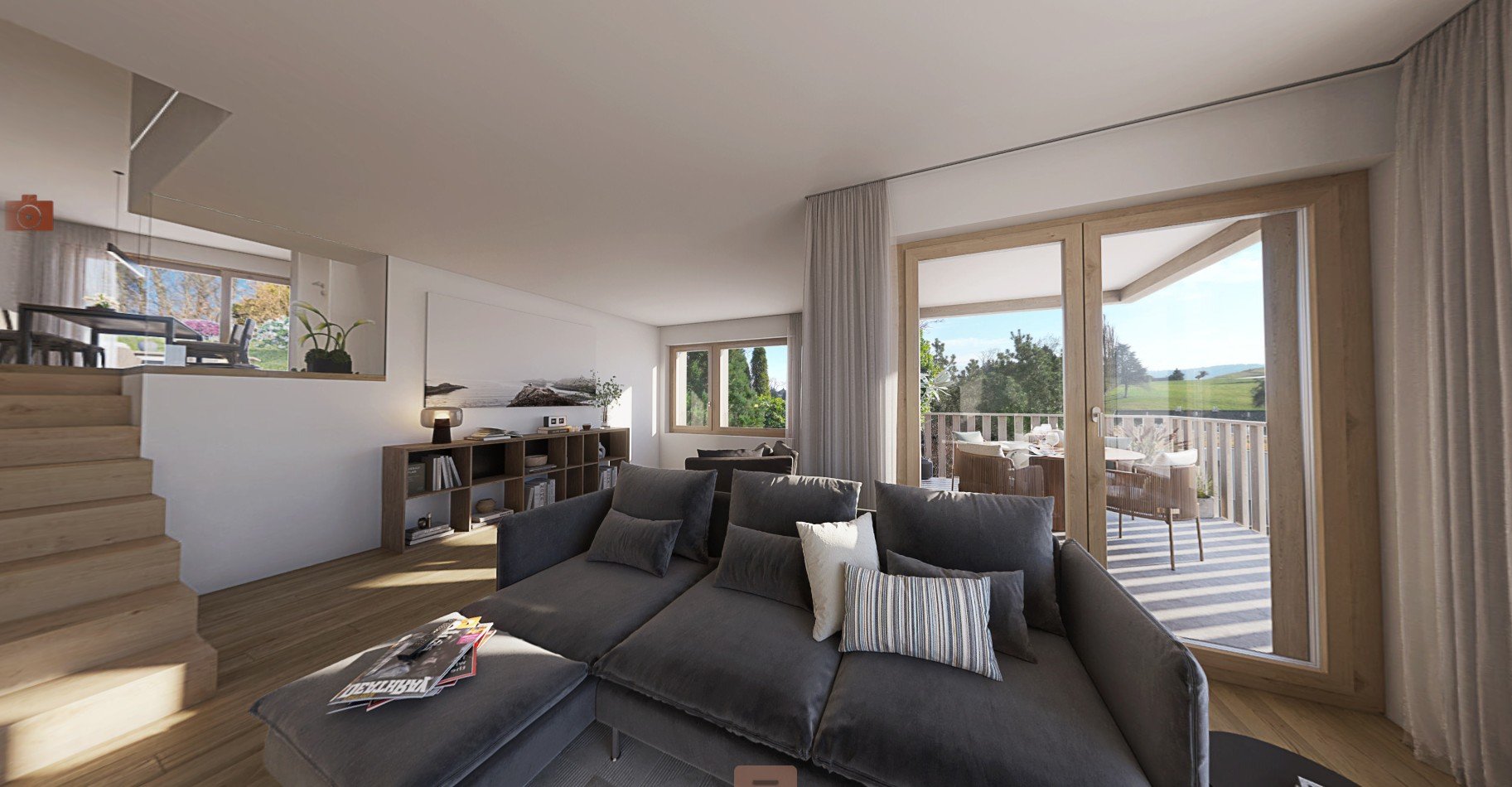 Visualisierung, Wohnbereich mit Terrasse