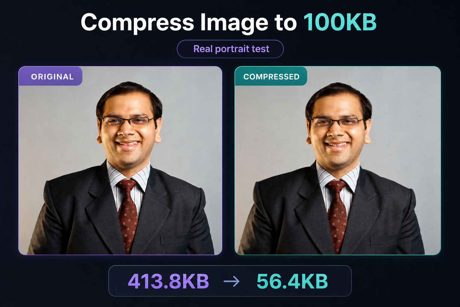 How to compress an image to 100KB for online forms
