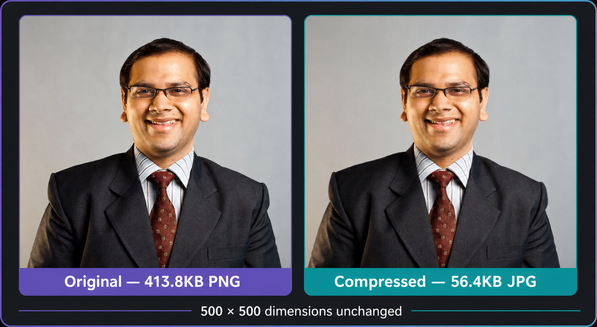 Portrait photograph before compression from 413.8KB PNG to 56.4KB JPG