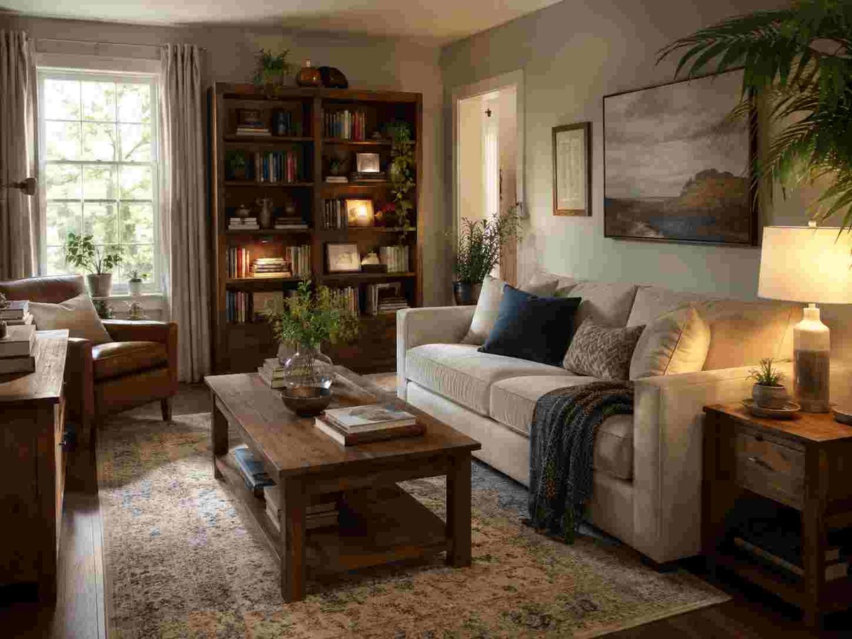Detailed living-room photograph compressed to approximately 50KB