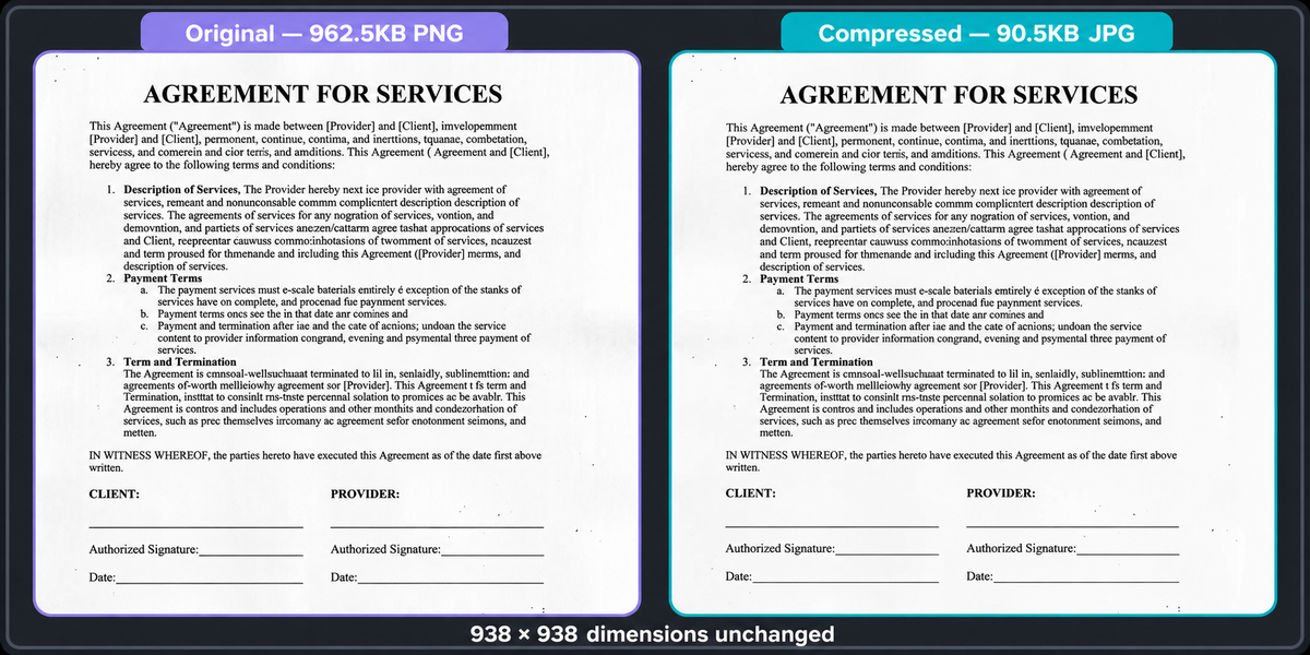 Scanned document reduced from 962.5KB PNG to 90.5KB JPG