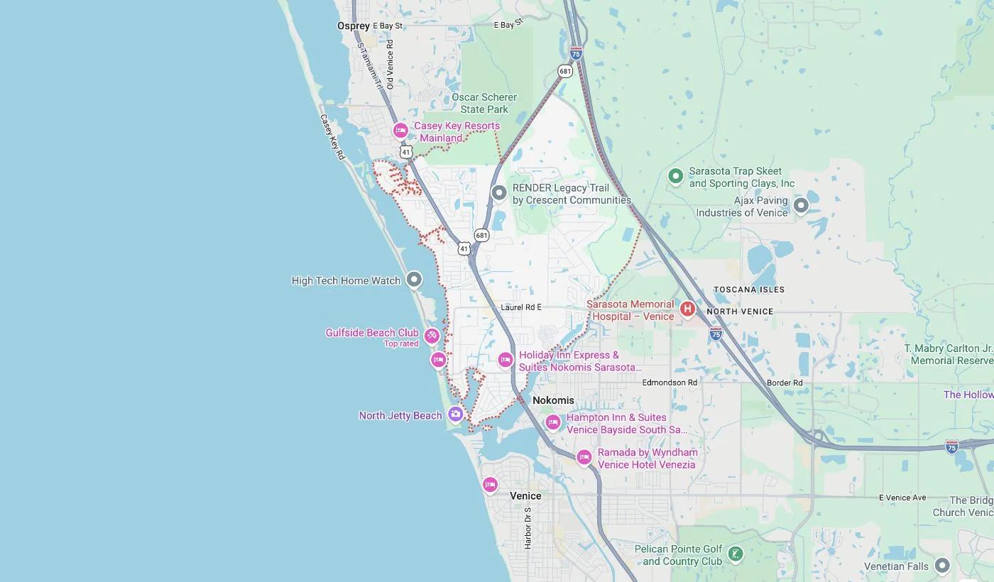 Map of Laurel, Florida, a service area where David Harris Law represents car accident and injury victims