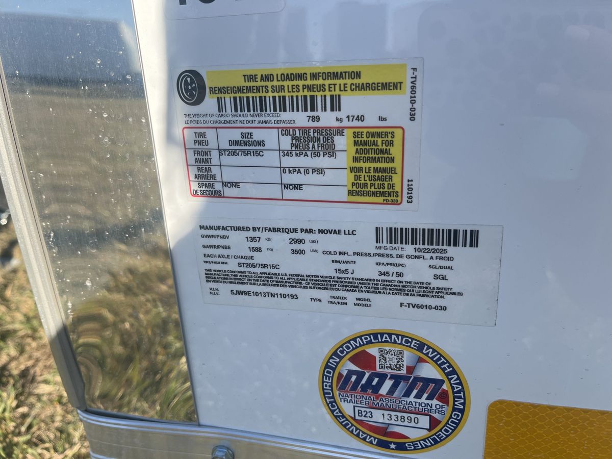 Formula 3K 10 FT Traverse Flat Top V-Nose Cargo Trailer