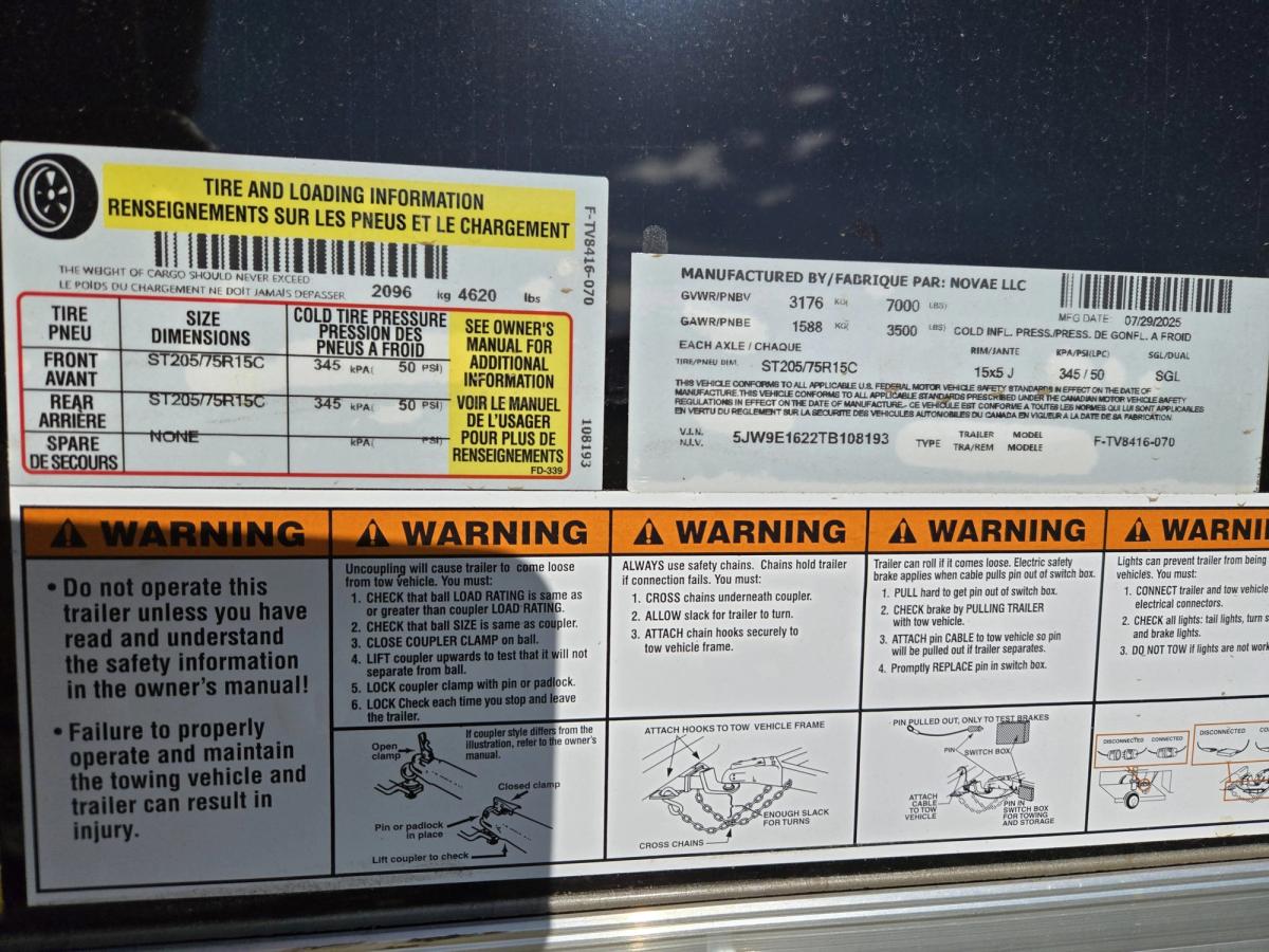 Formula 7K 16 FT Traverse Flat Top V-Nose Cargo Trailer