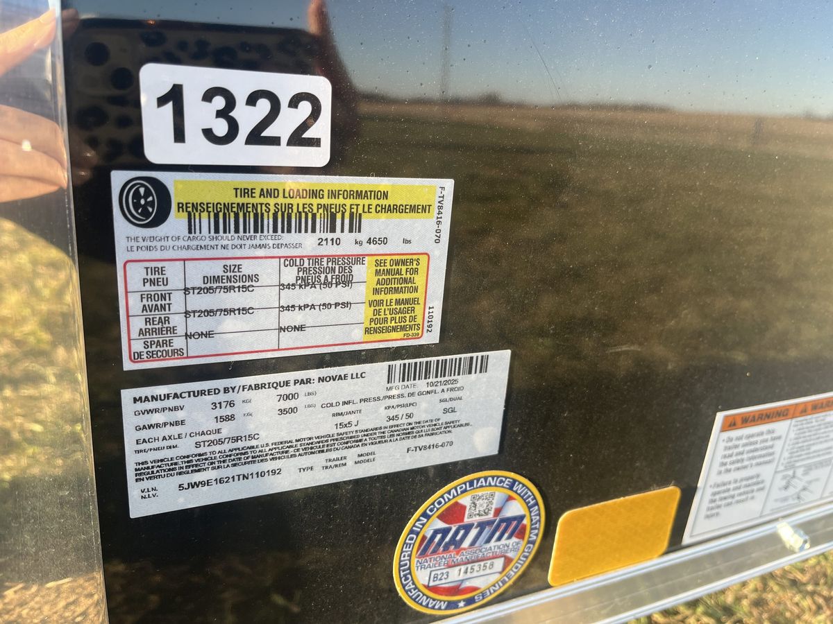 Formula 7K 16 FT Traverse Flat Top V-Nose Cargo Trailer