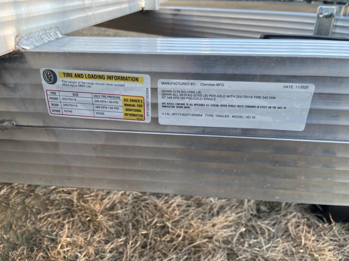 Cherokee 7K 16 FT HD Aluminum Utility Trailer