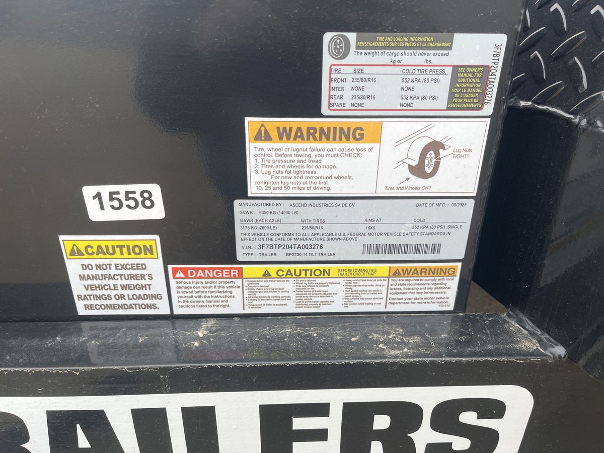 Bison 14K 20 FT Tilt Trailer