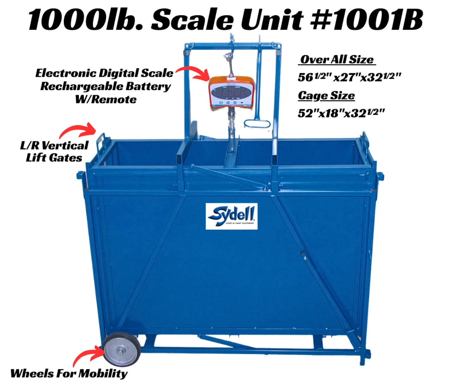 1000 lb Electronic Scale with Cage & End Gates for Sheep & Goats