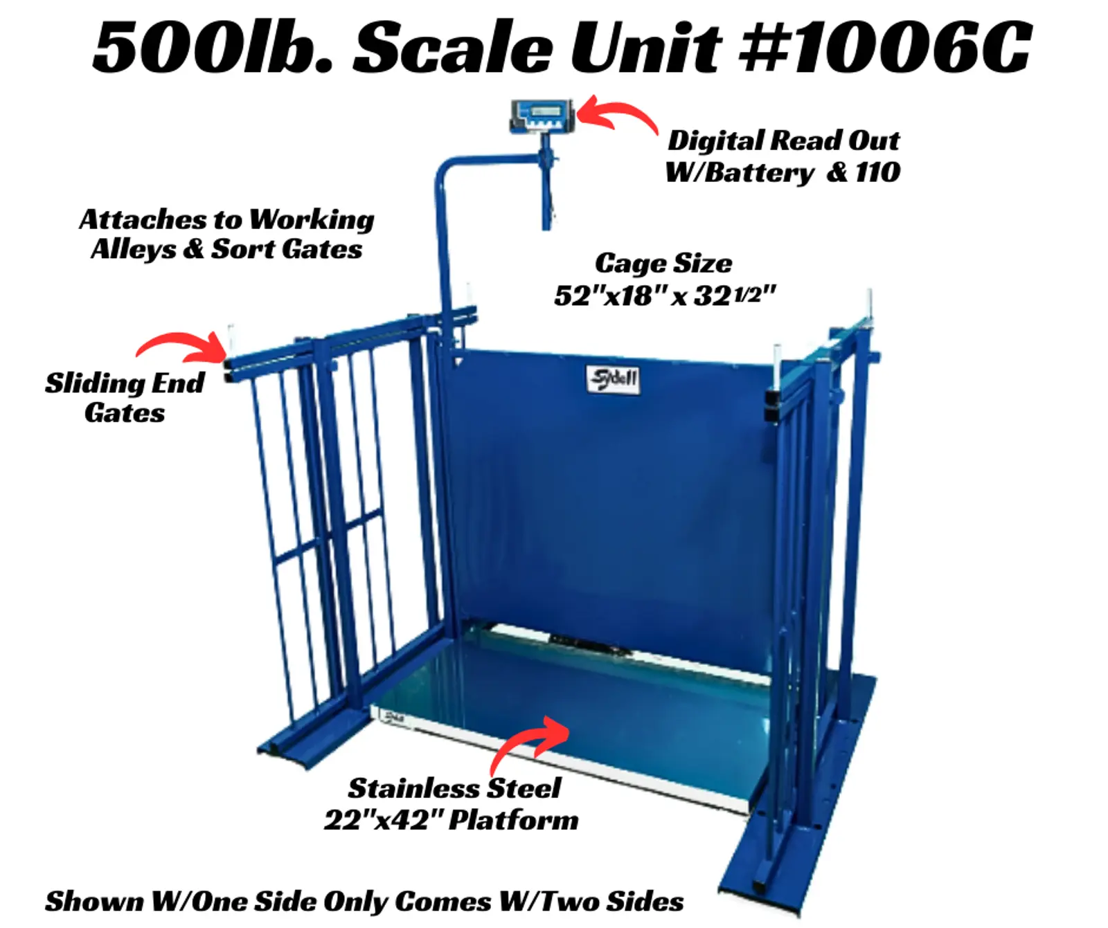 500 lb Bluetooth Electronic Scale & Cage for Sheep & Goats
