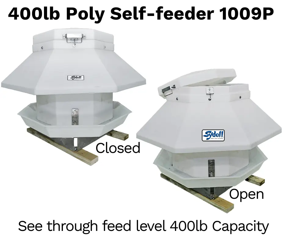 400lb Poly Self Feeder capacity for Sheep & Goats