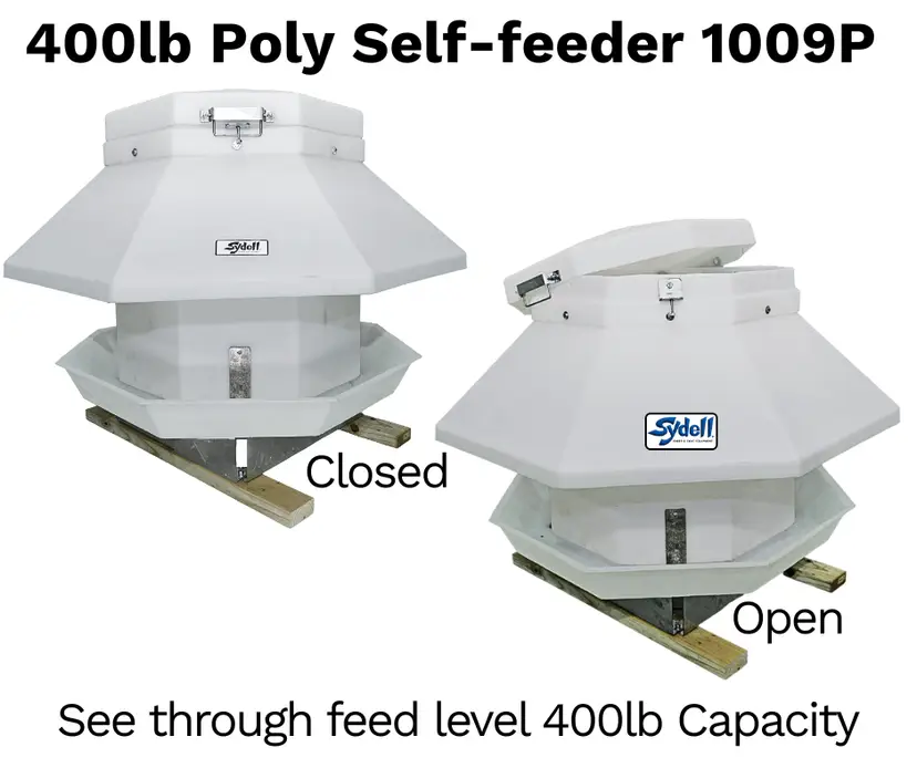 400lb Poly Self Feeder capacity for Sheep & Goats