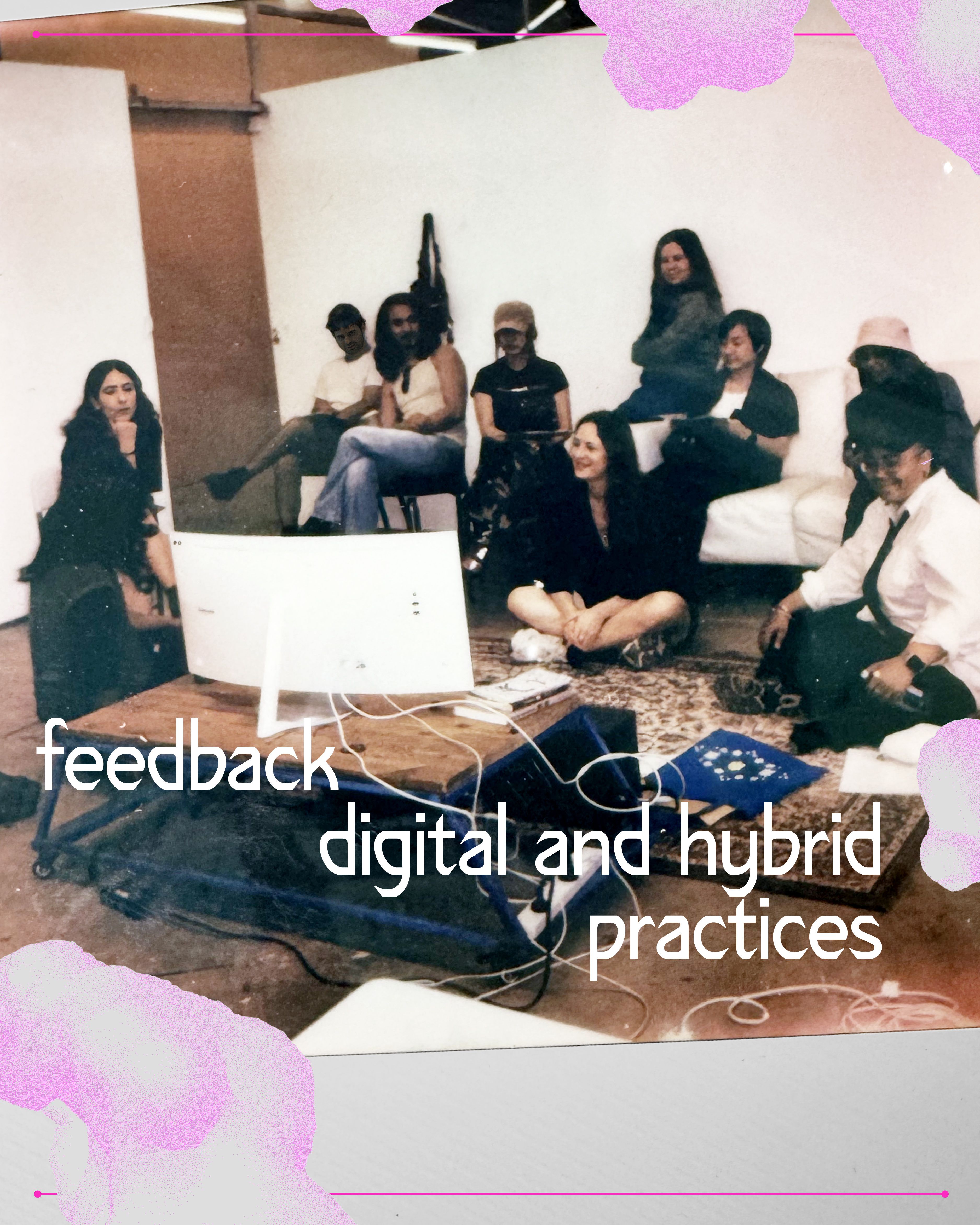 Akil Ahamat speaking to their process of working with unreal engine, Clothing Store Studios, Carriageworks, 2025, polaroid. Image courtesy PAS and West Space.