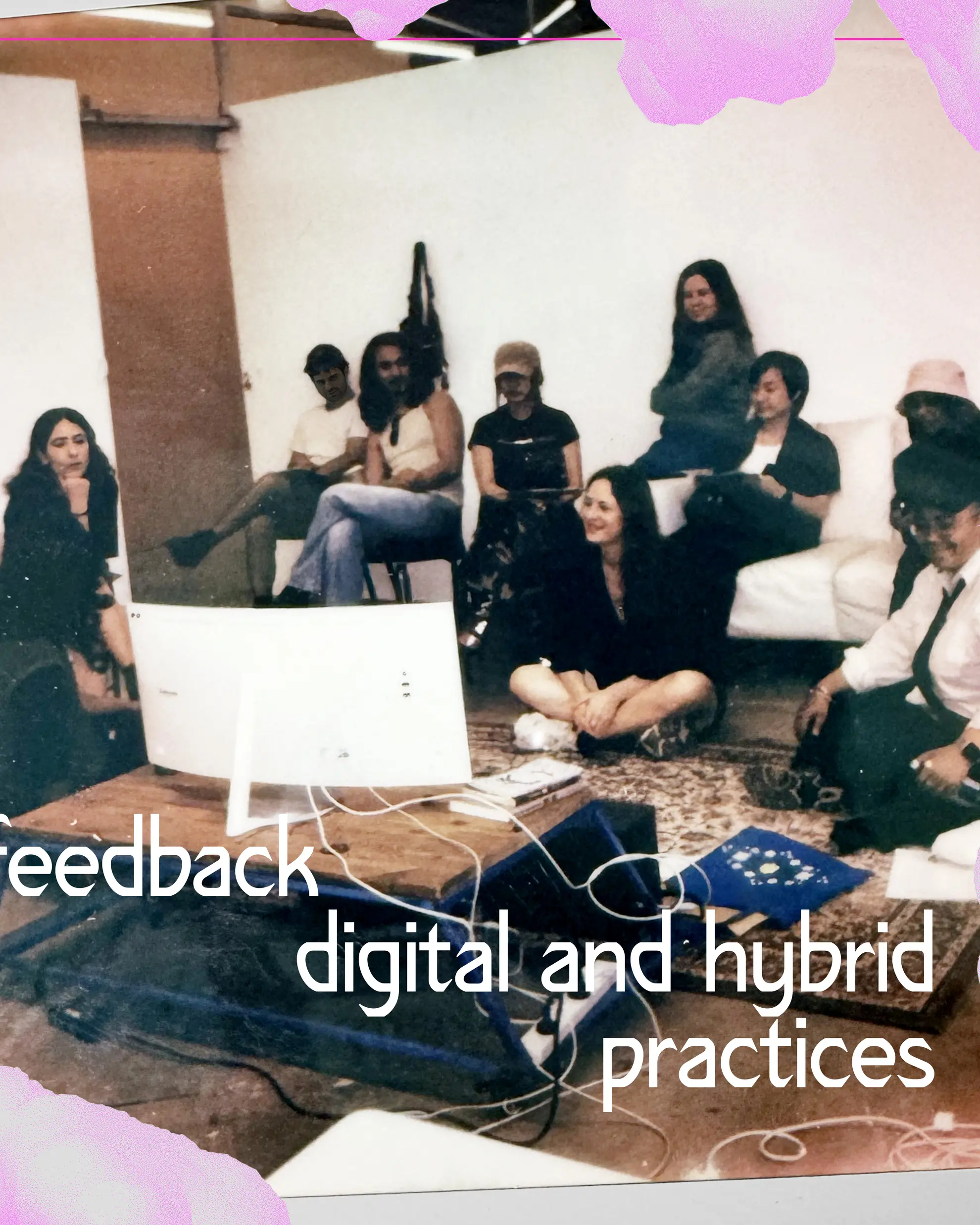 Akil Ahamat speaking to their process of working with unreal engine, Clothing Store Studios, Carriageworks, 2025, polaroid. Image courtesy PAS and West Space.