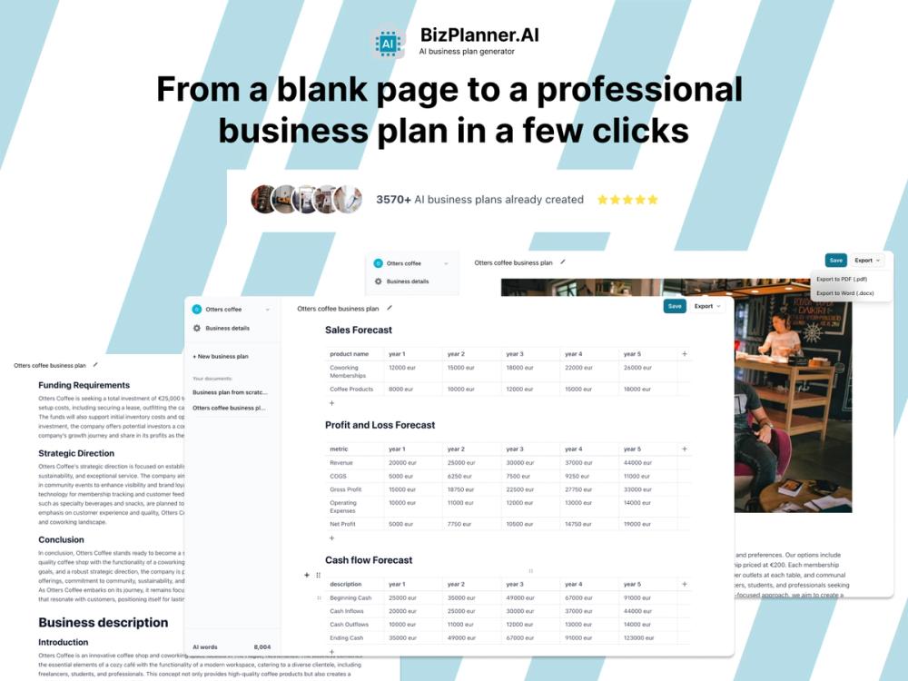 image of AI business plan generator