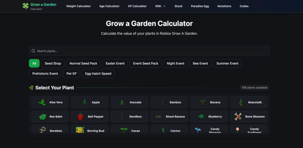 image of Grow A Garden Calculator