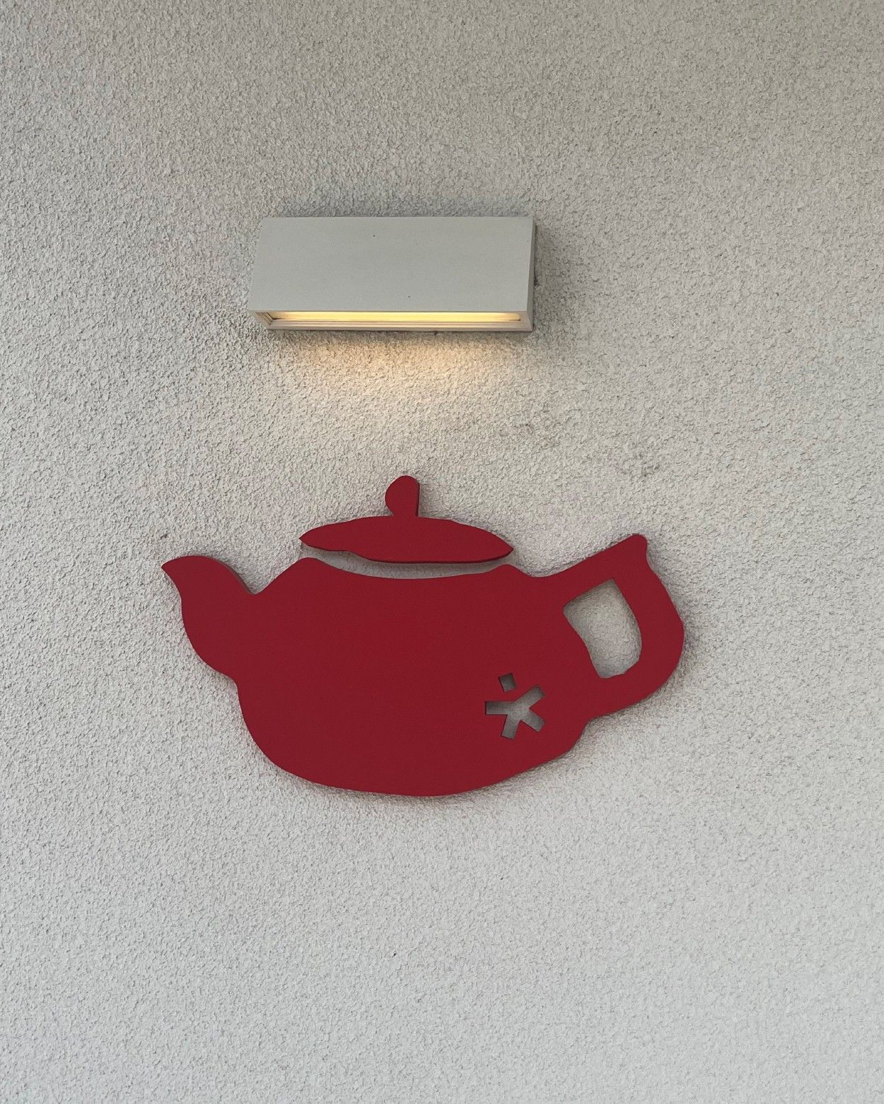 차전자 브랜드 로고 빨간 주전자 간판 및 외부 디자인