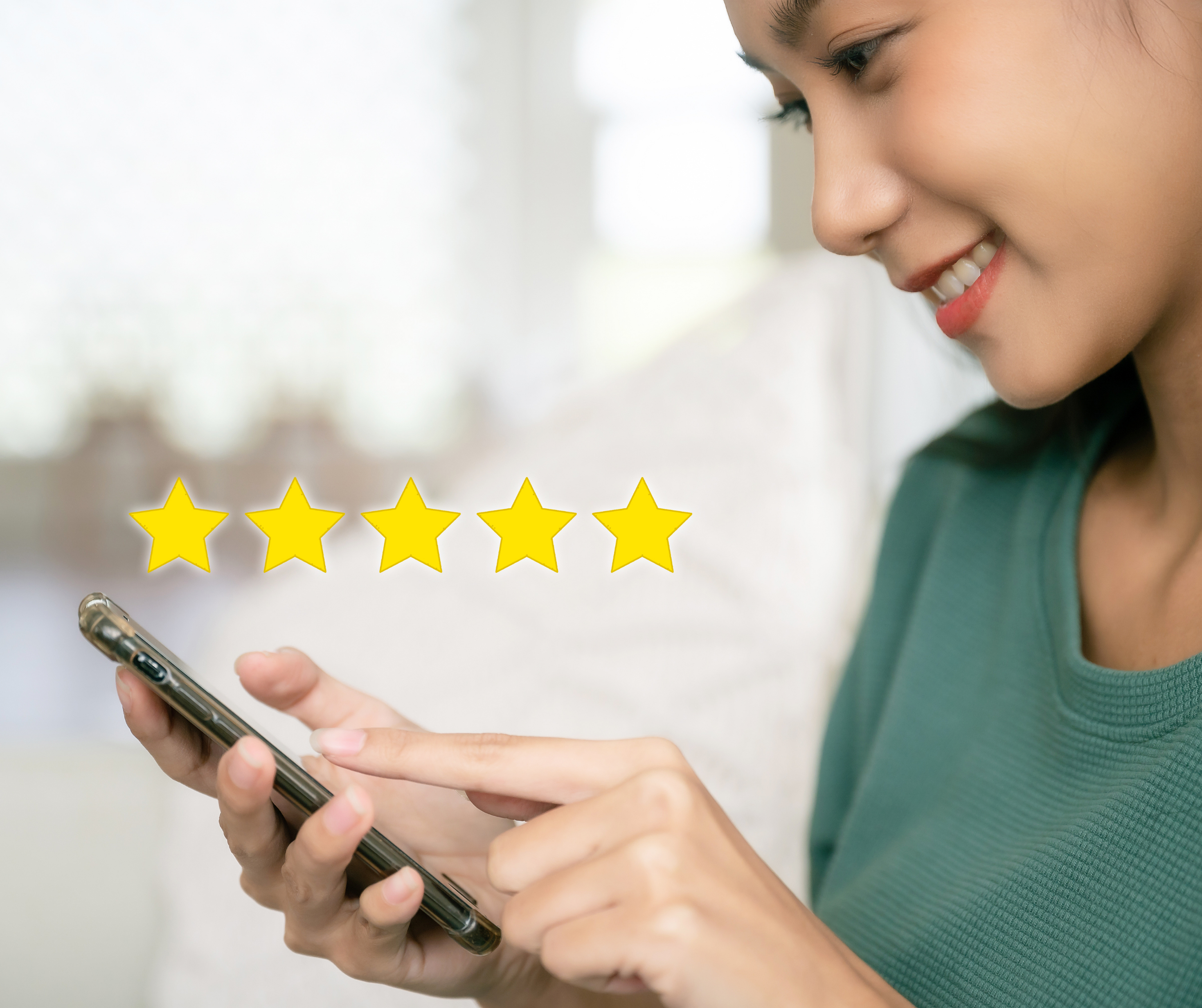 Influencer creating content on social media with various platforms and icons surrounding them.