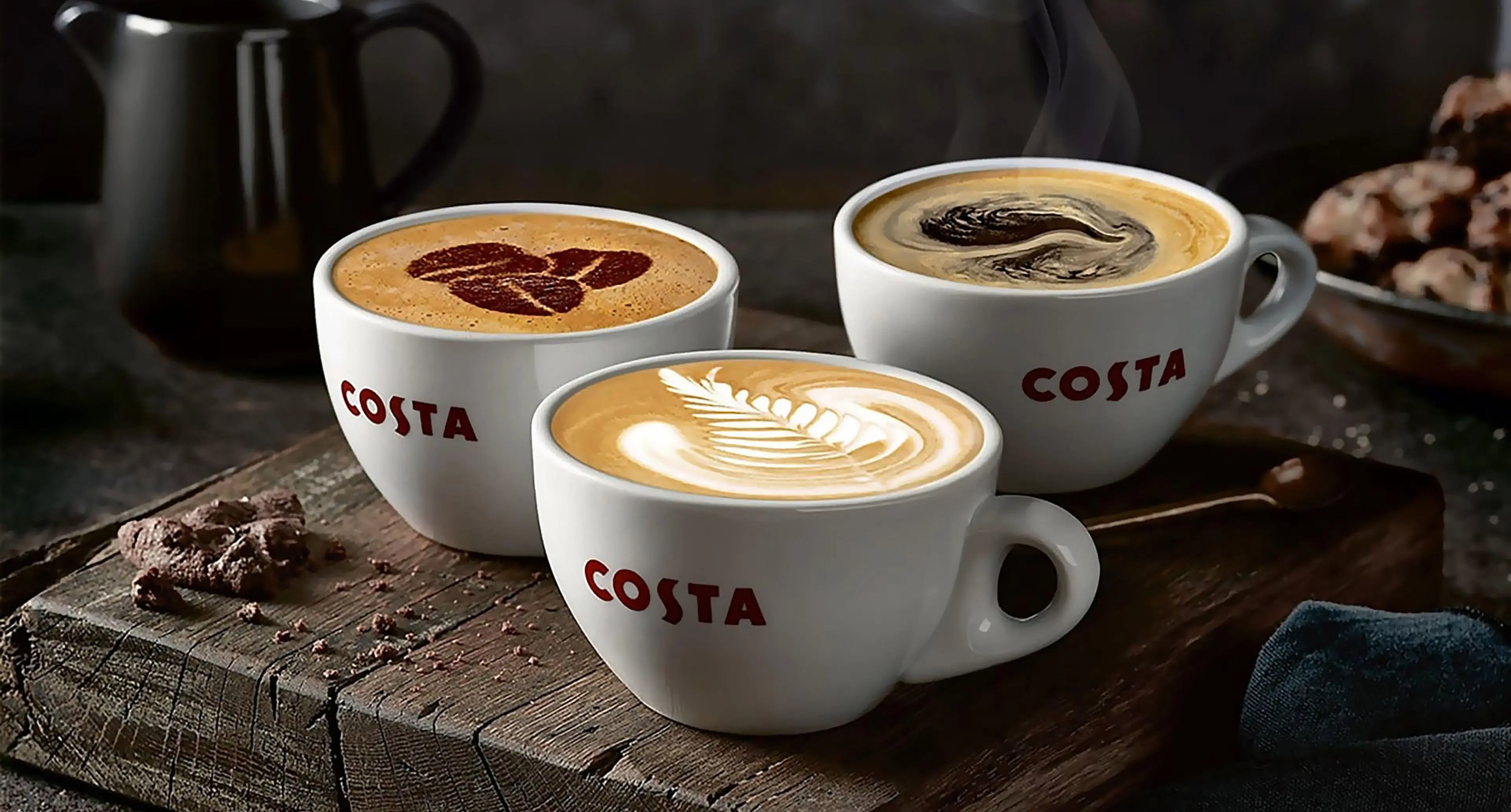 Tre kopper med Costa Kaffe