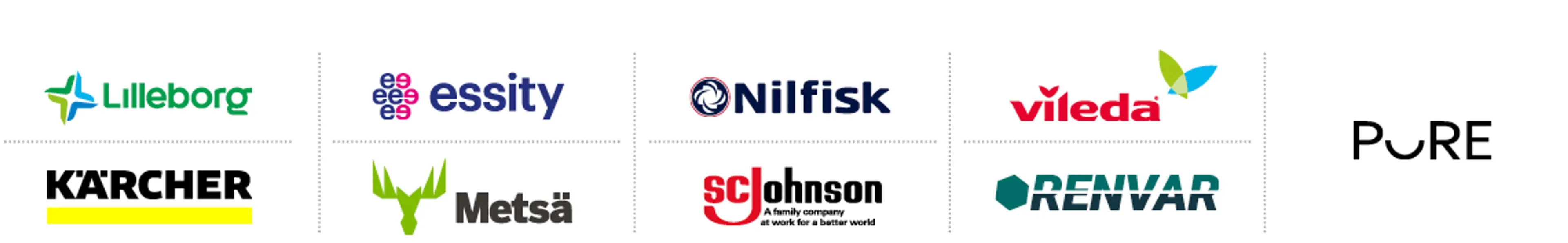 Leverandører til stede: Lilleborg, Essity, Nilfisk, Vileda, Kärcher, Metsä, SC Johnson, Vileda, Renvar og Pure.