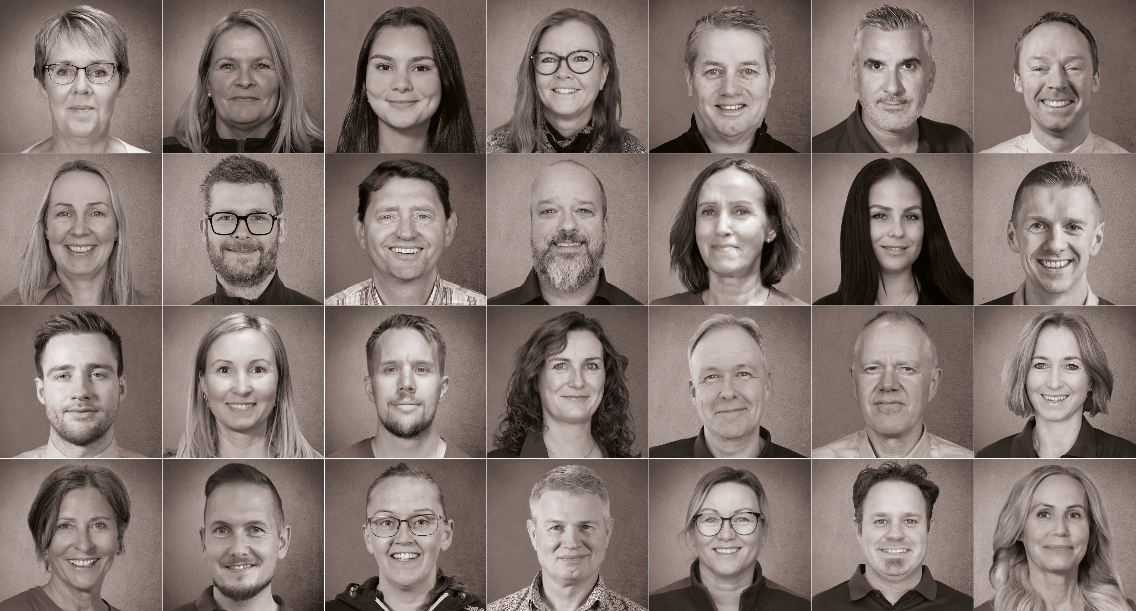 Et kollasj med bilder av ansatte