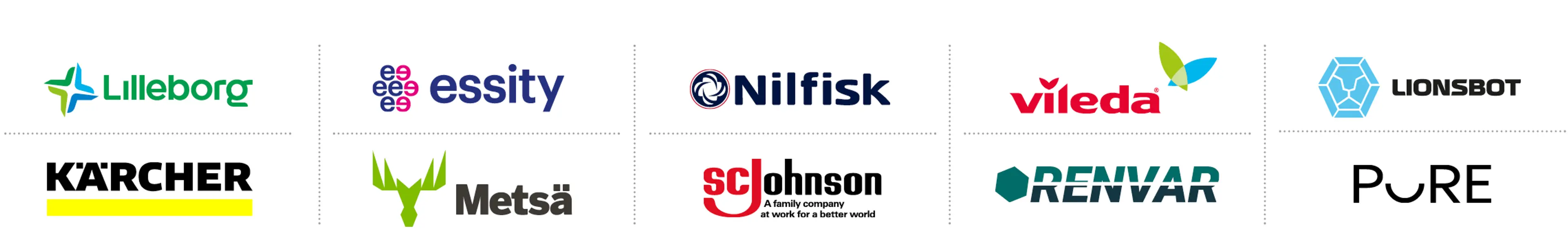 Leverandører til stede: Lilleborg, Essity, Nilfisk, Kärcher, Metsä, SC Johnson, Vileda, Renvar, Lionsbot