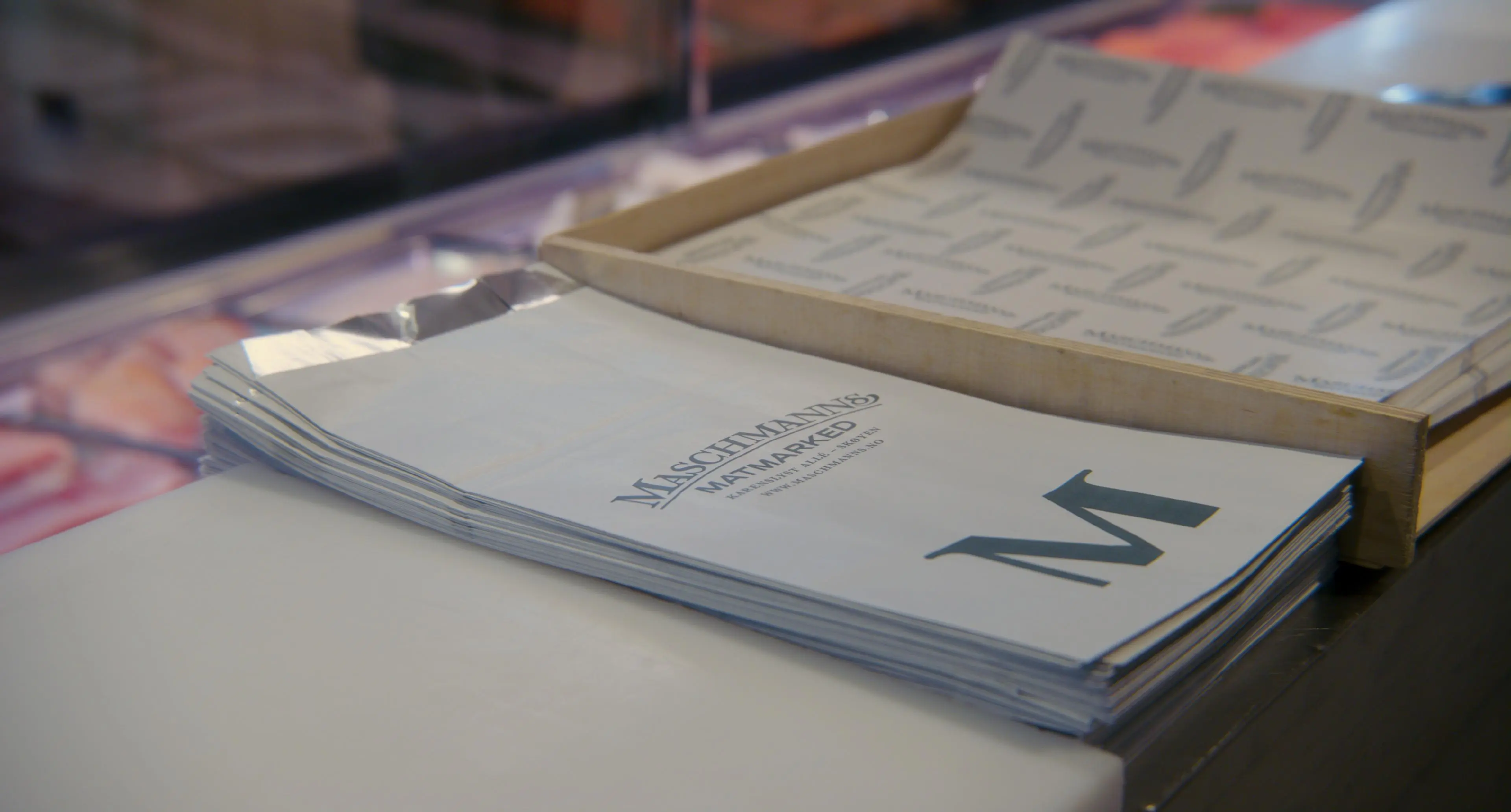 Emballasje fra Norengros hos Maschmanns matmarked