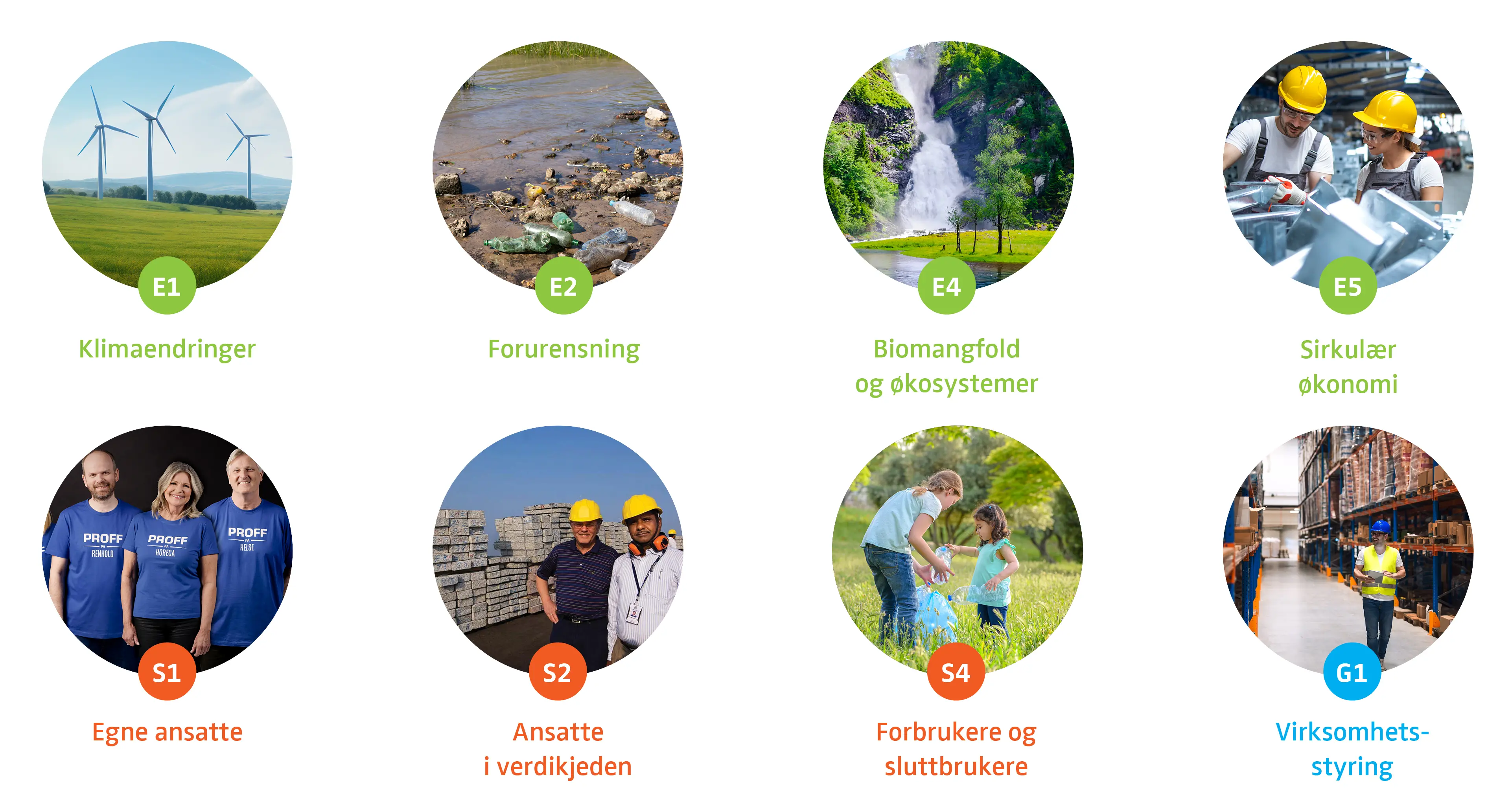 Illustrasjon over Norengros vesentlige ESRS