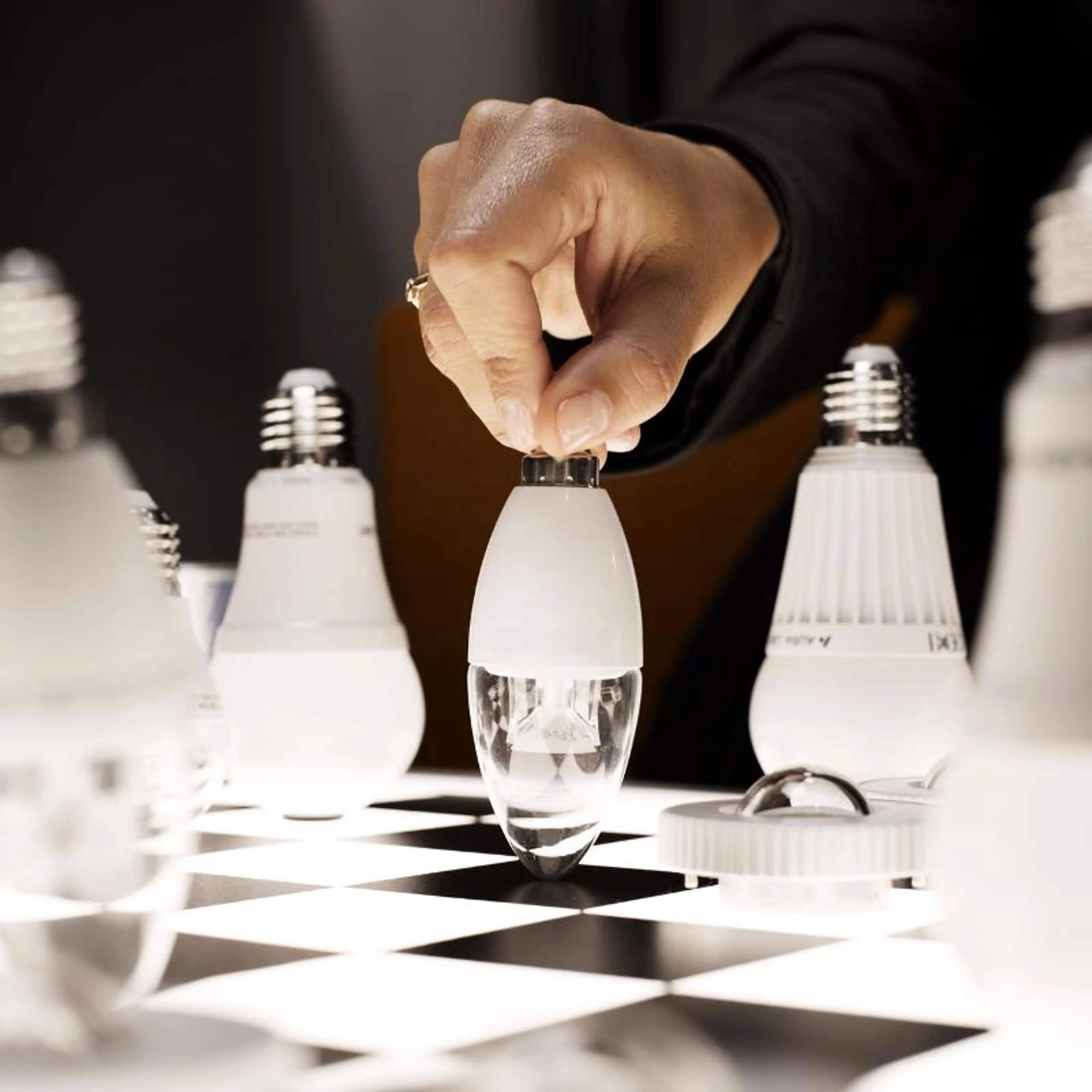 LED lyspærer på sjakkbrett