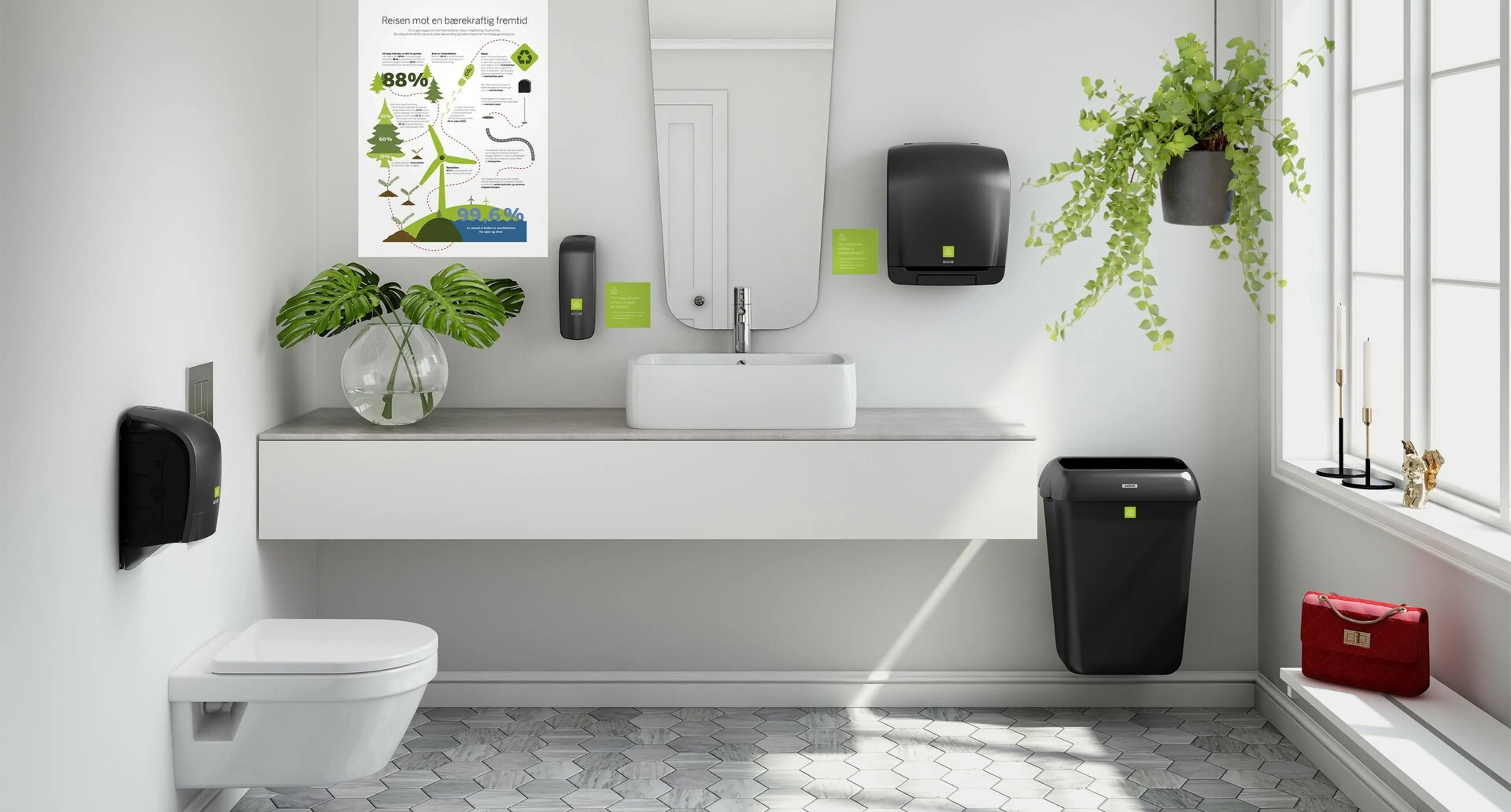 Toalettrom med Katrin dispensere