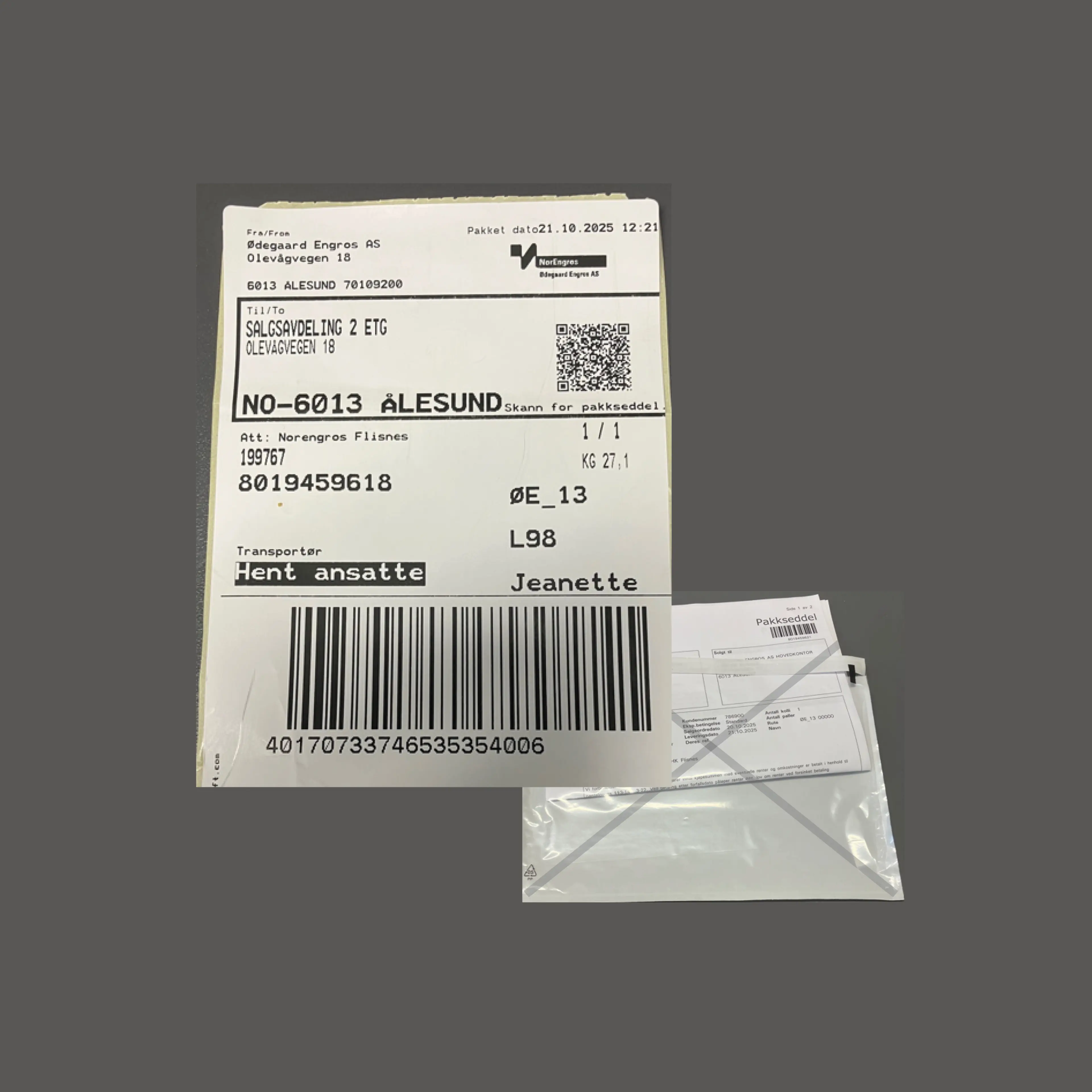 QR pakkseddel forsidebilde